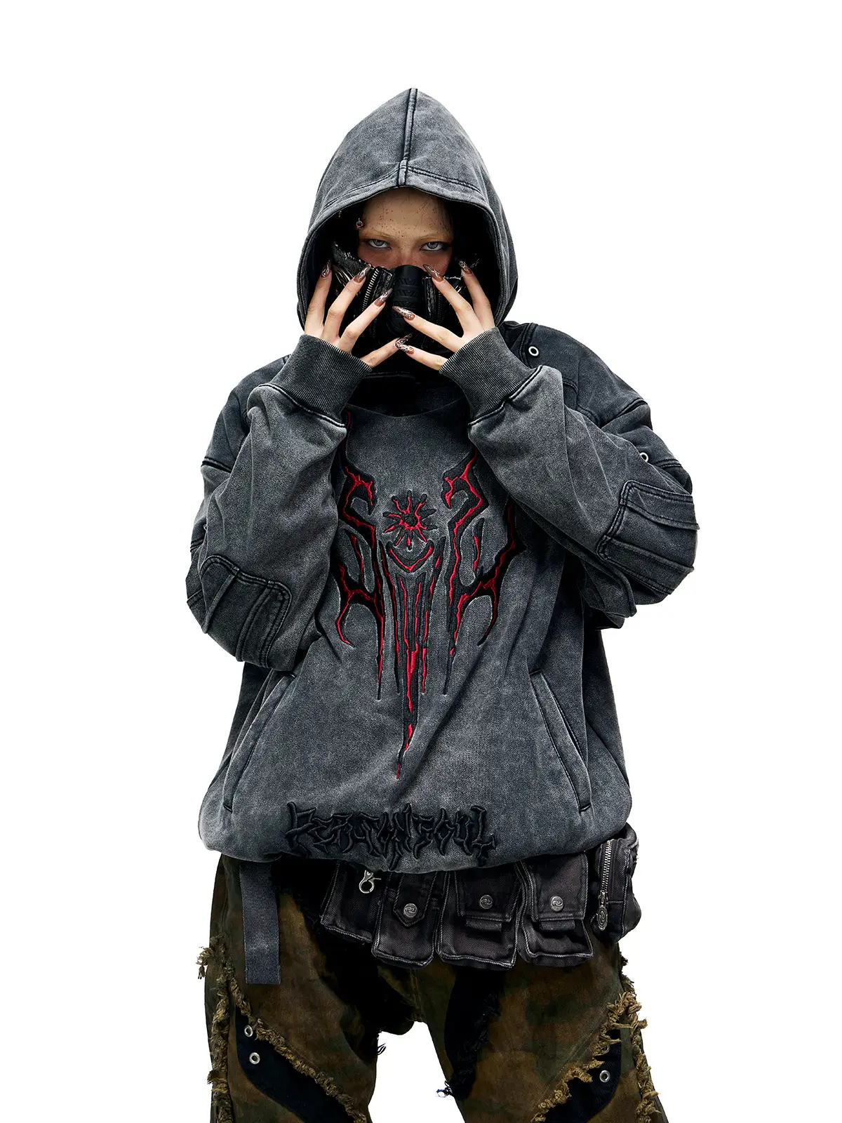 Personsoul Totem Embroidered Washed Hoodie