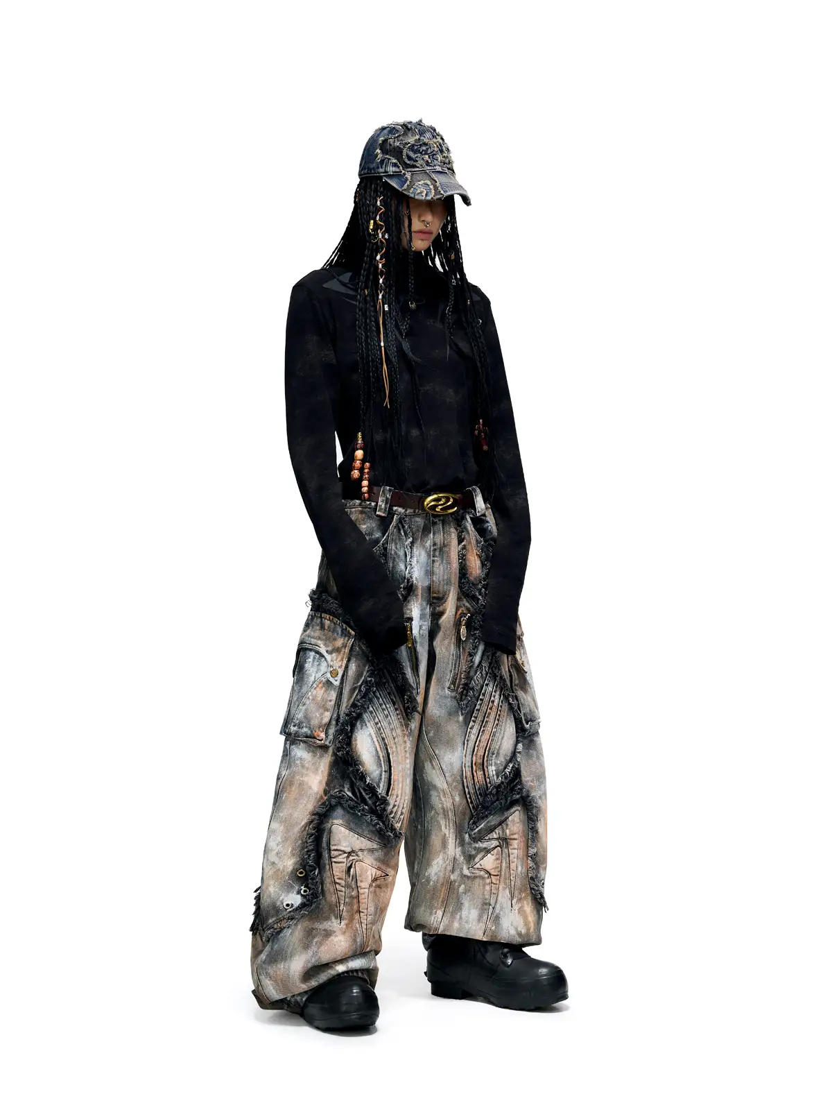 Personsoul Dark Spine Pattern Slim Fit Shirt