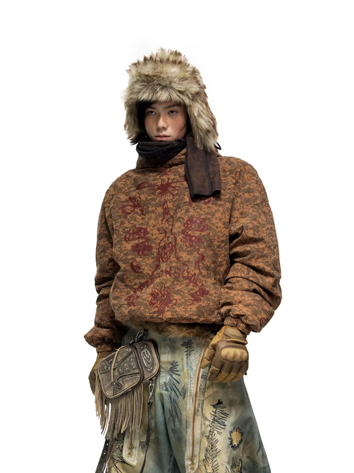 Personsoul Camouflage Totem Cotton Hoodie