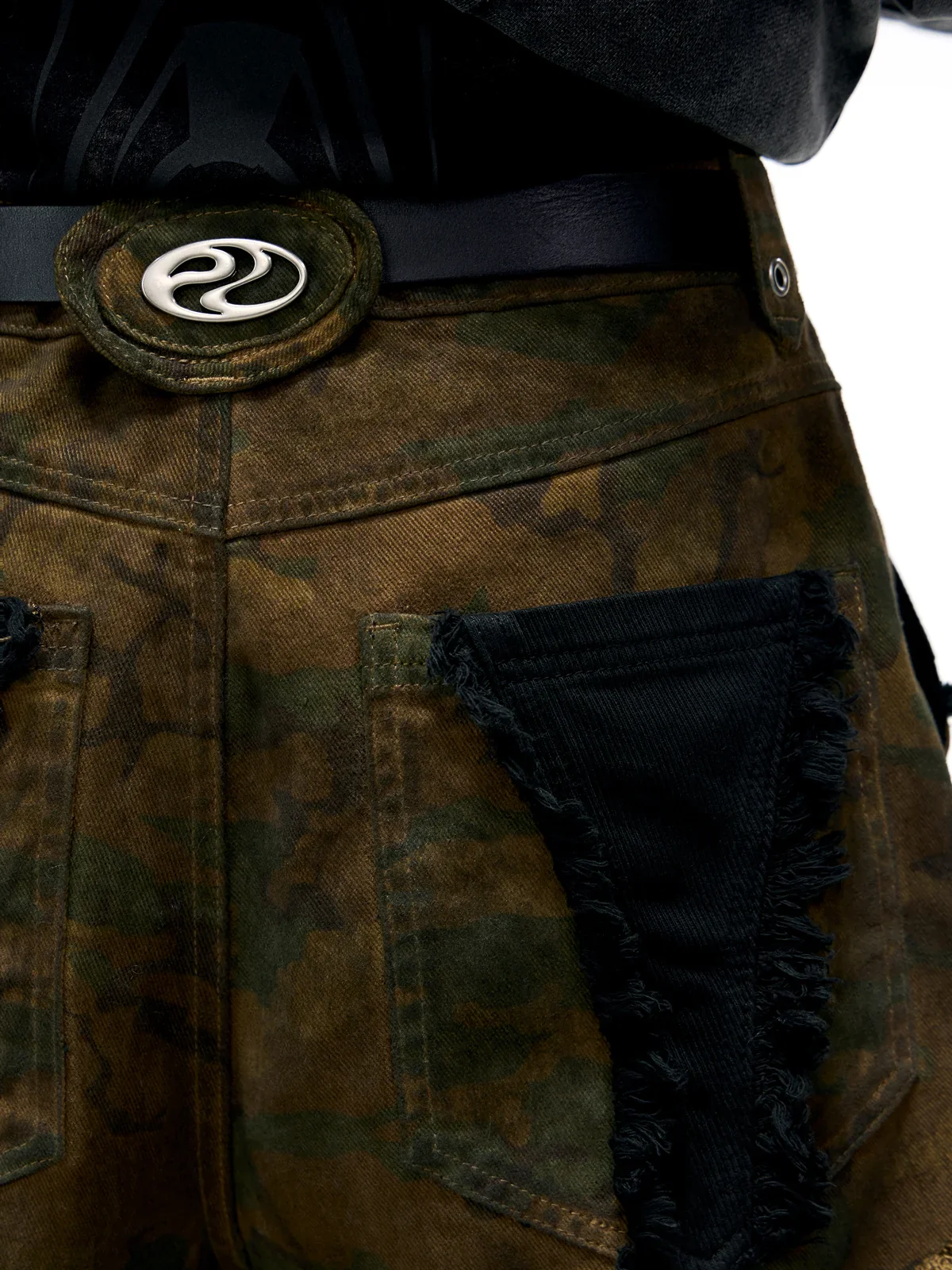Personsoul Camo Patchwork Bootcut Jeans
