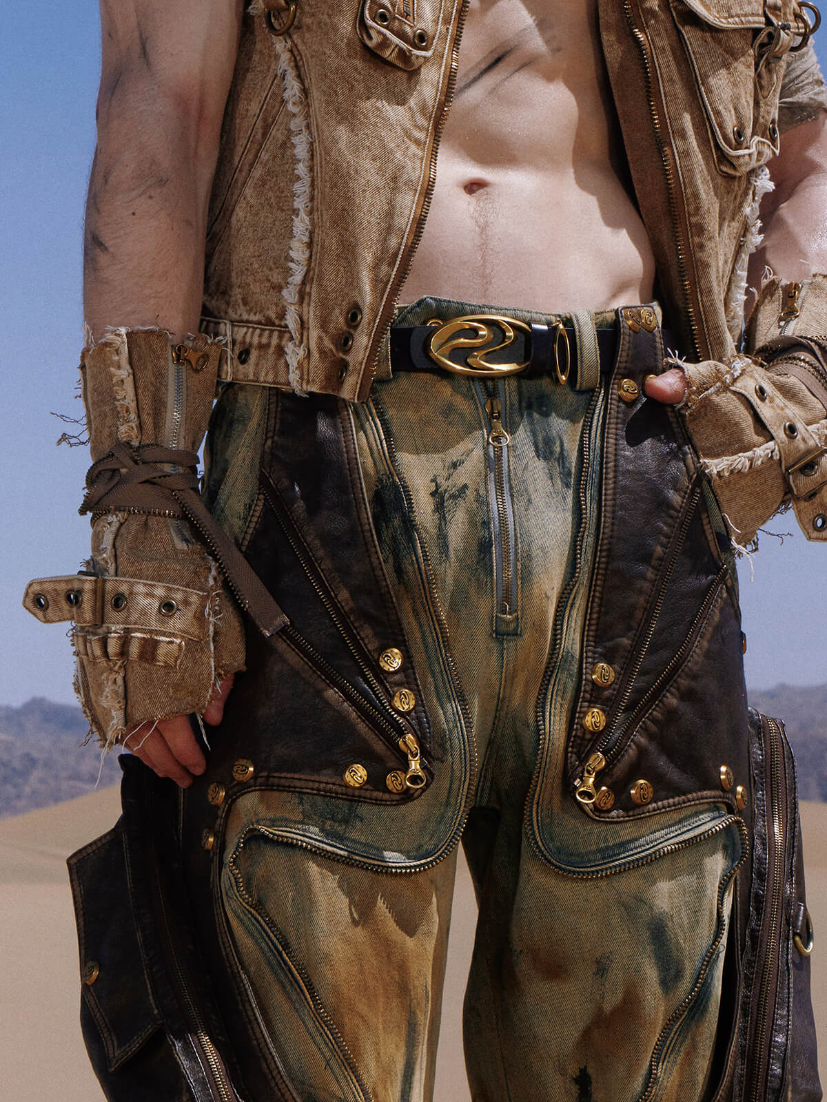 Personsoul Logo Silver-Plated Leather Belt