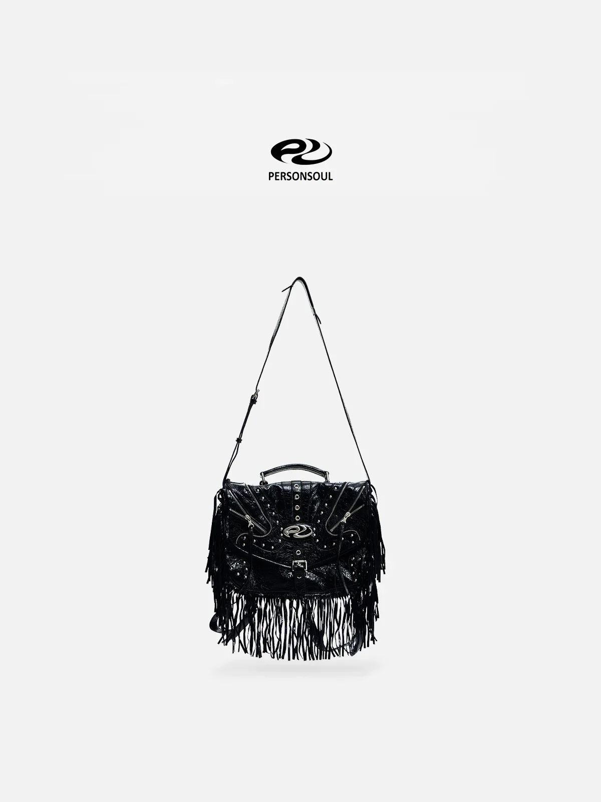 Personsoul Heavy-Duty Fringe Leather Messenger