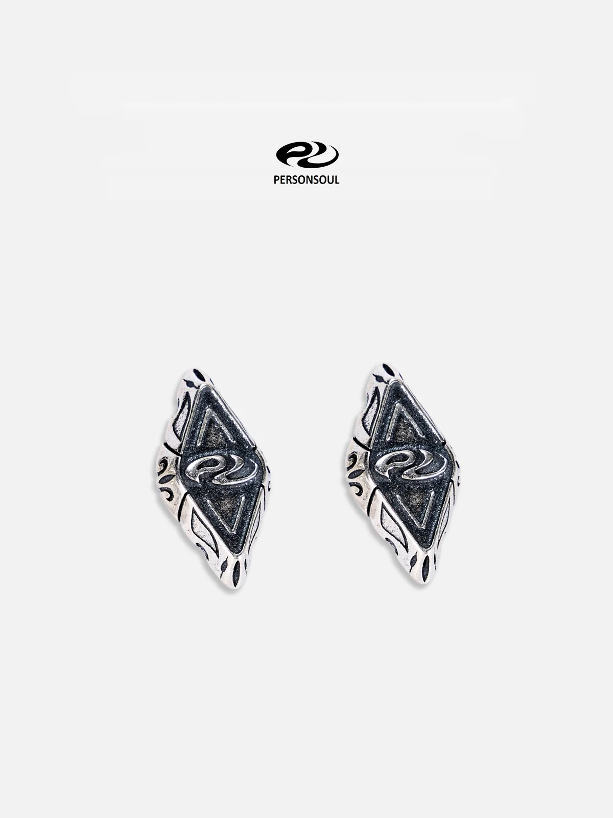 Personsoul Geometric Silver Stud Earrings