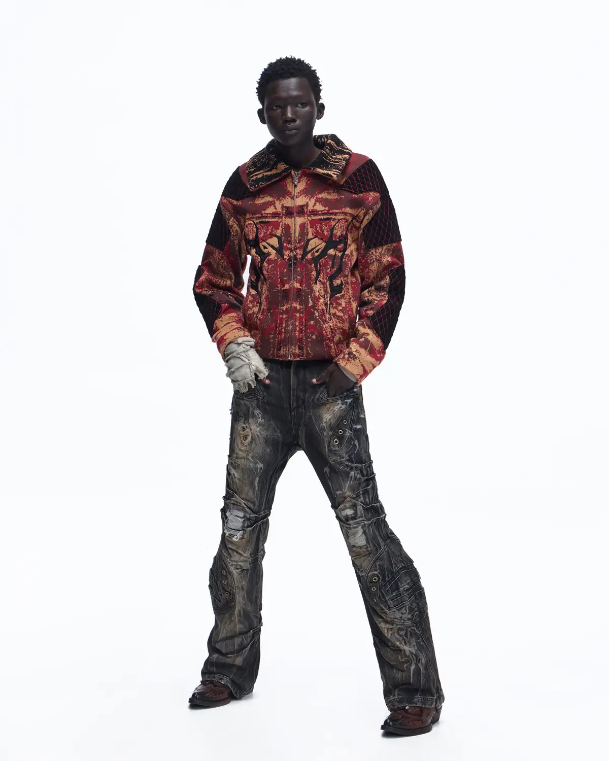 Personsoul Patchwork Knit Jacket