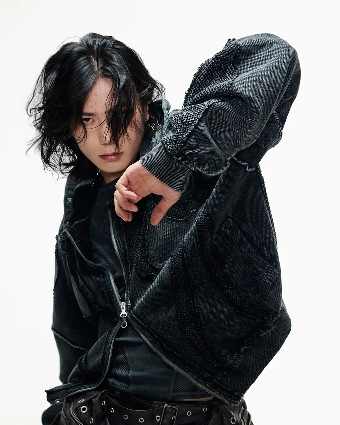 Personsoul Sand Dirty Dye Zip-Up Hoodie