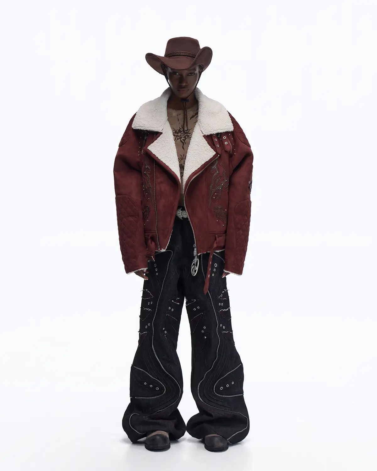 Personsoul Lightning Totem Stand Collar Jacket