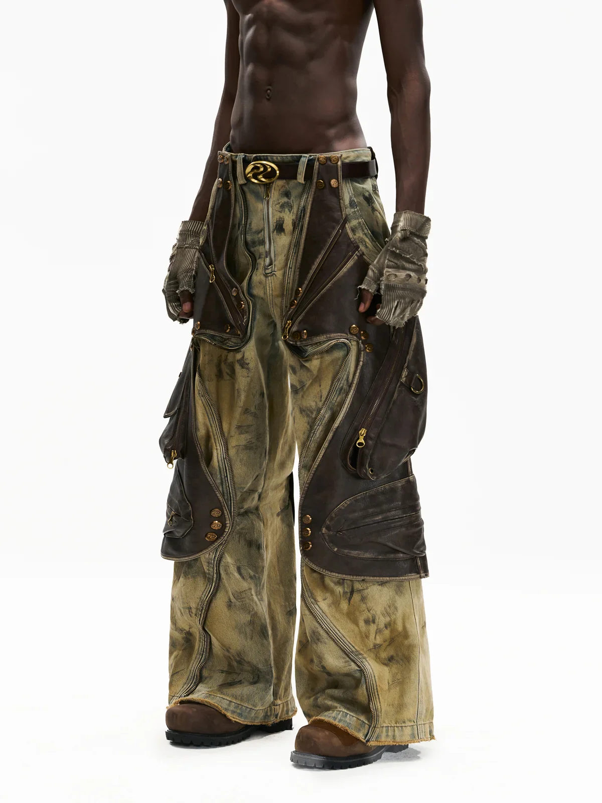 Personsoul Western Dunes Leather Panel Jeans