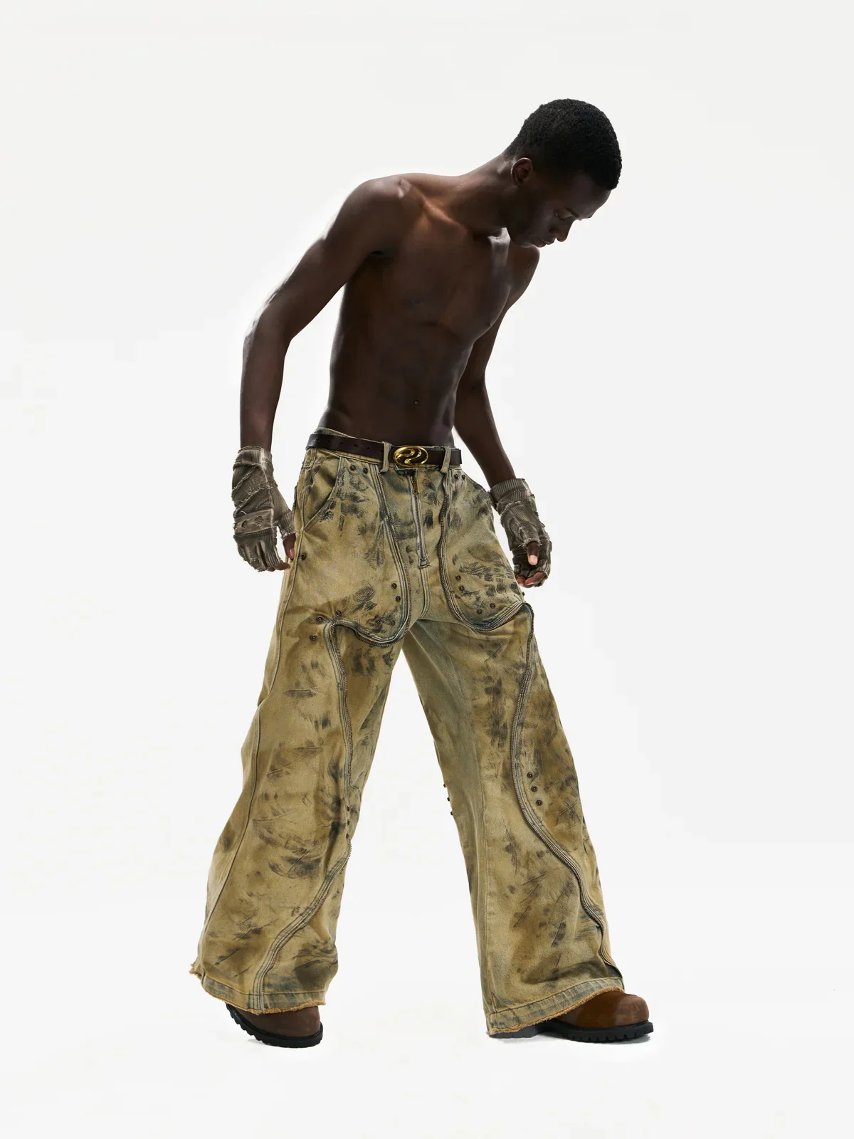 Personsoul Western Dunes Leather Panel Jeans