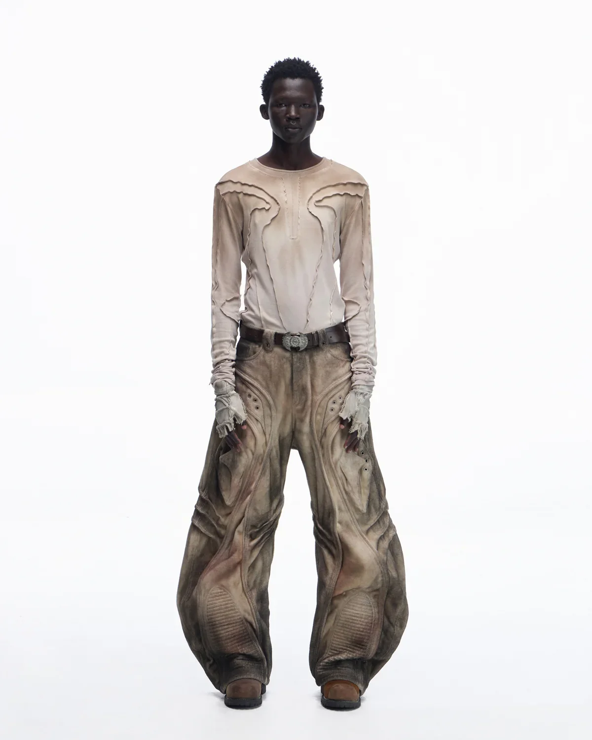 Personsoul Contrast Stitch Long Sleeve Top