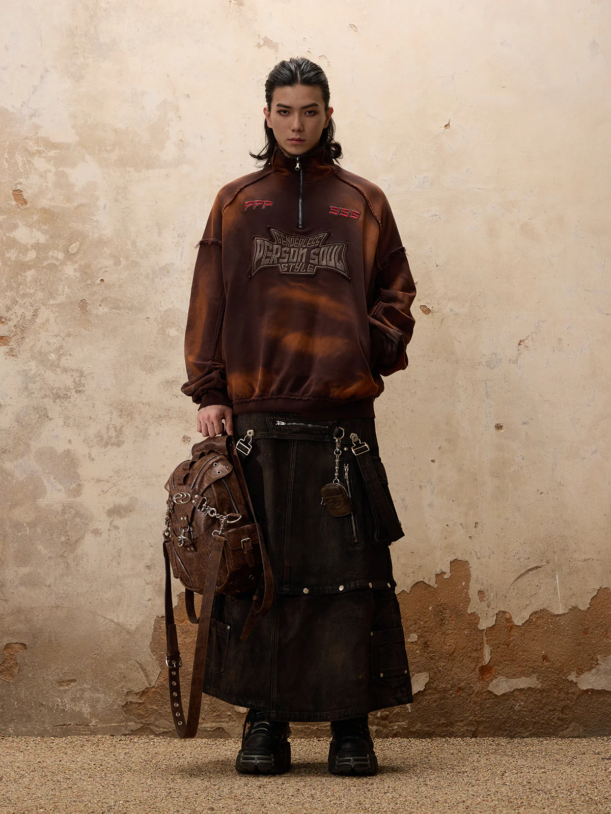 Personsoul Mud Maxi Denim Dungarees Skirt