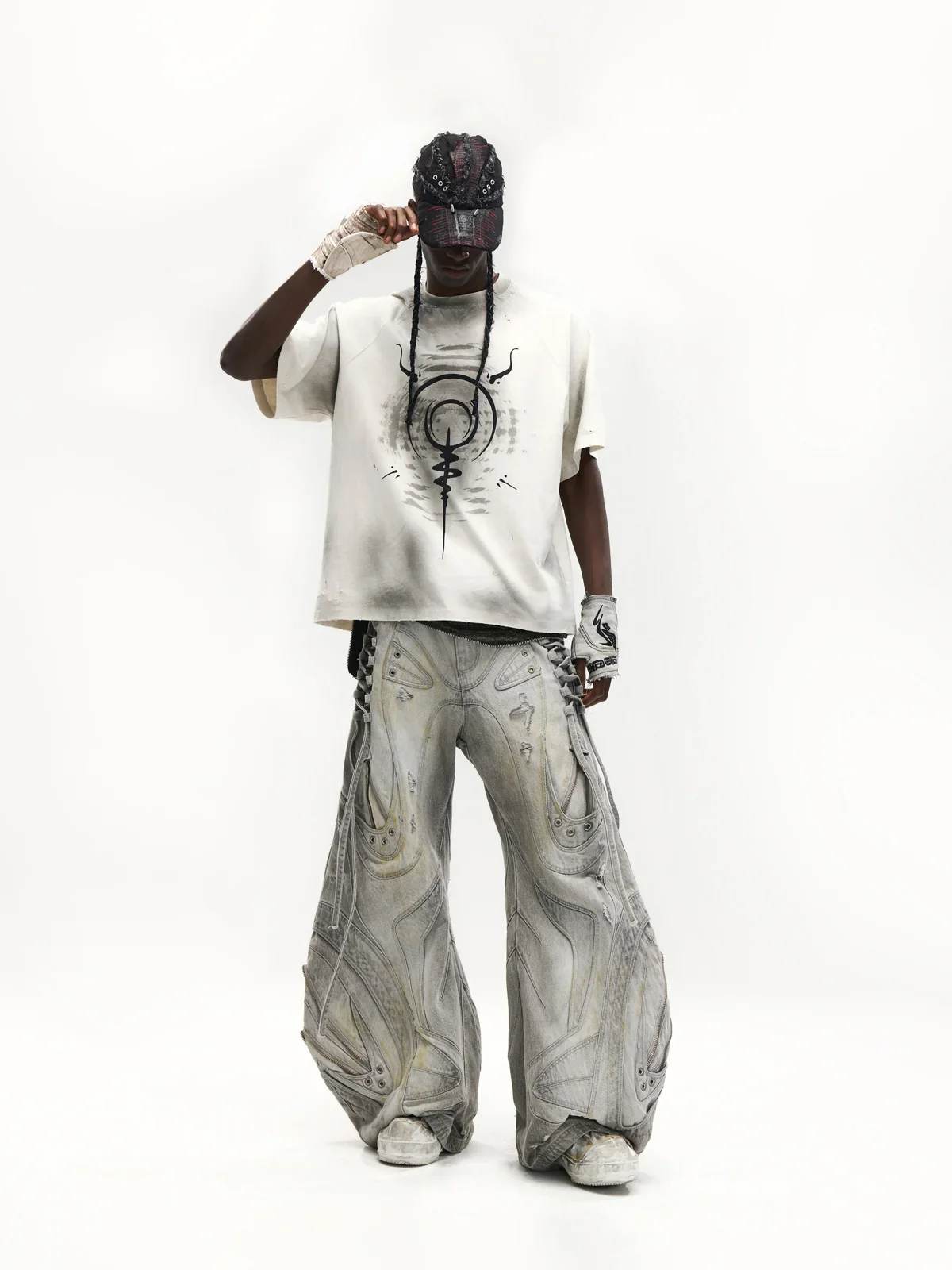 Deconstructed Exaggerated Flared Patchwork Jeans