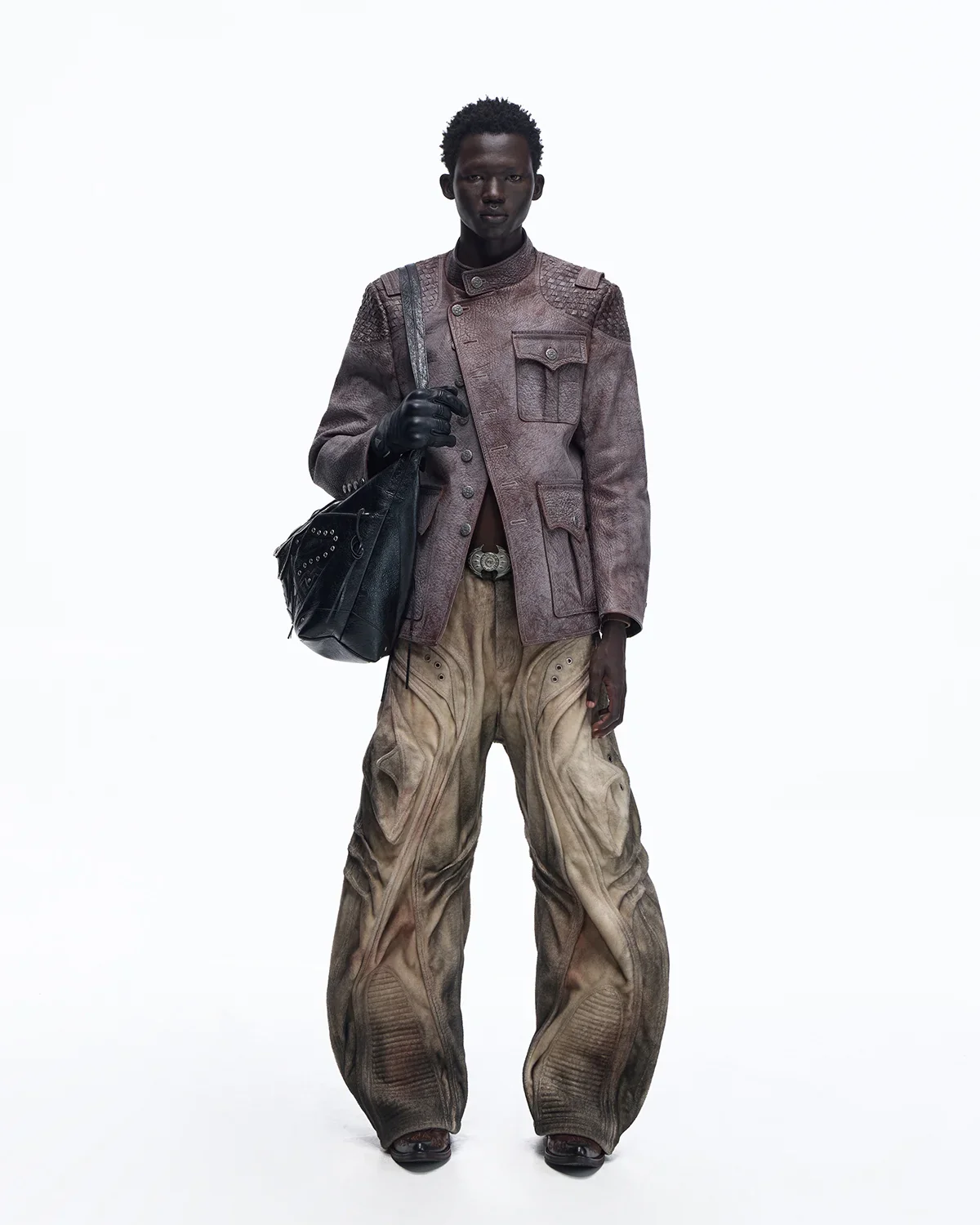 Personsoul Brushed Aged Curved Denim Jeans