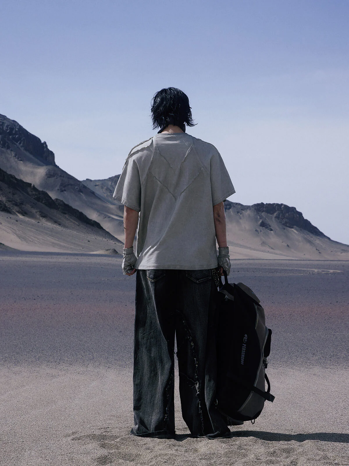 Personsoul Folded Structure Baggy Jeans