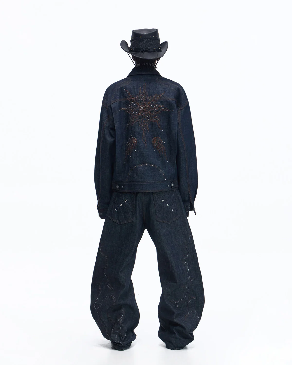 Personsoul Raw Denim Patch Embroidered Jacket