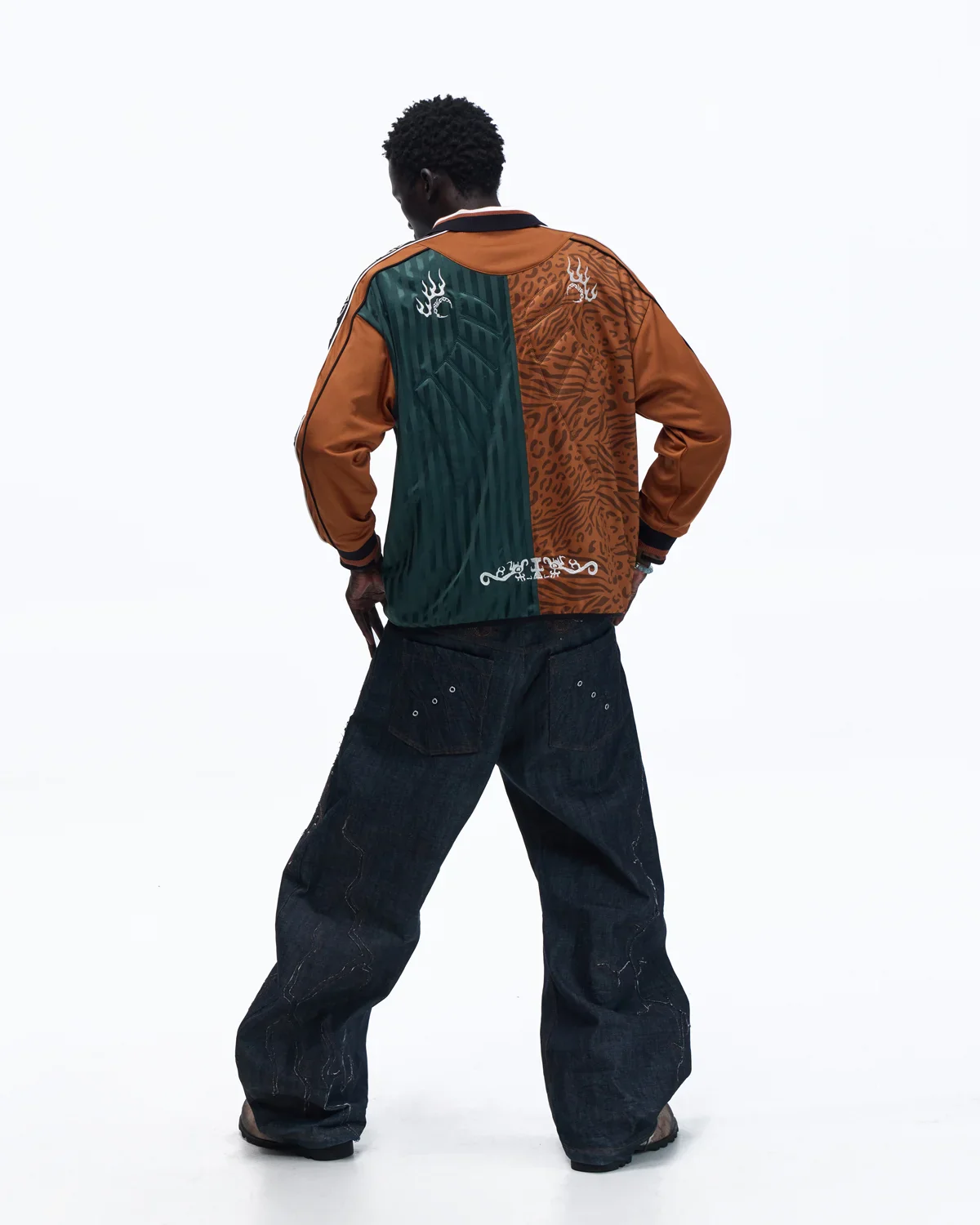 Personsoul Tribal-Animal Print Patchwork Shirt