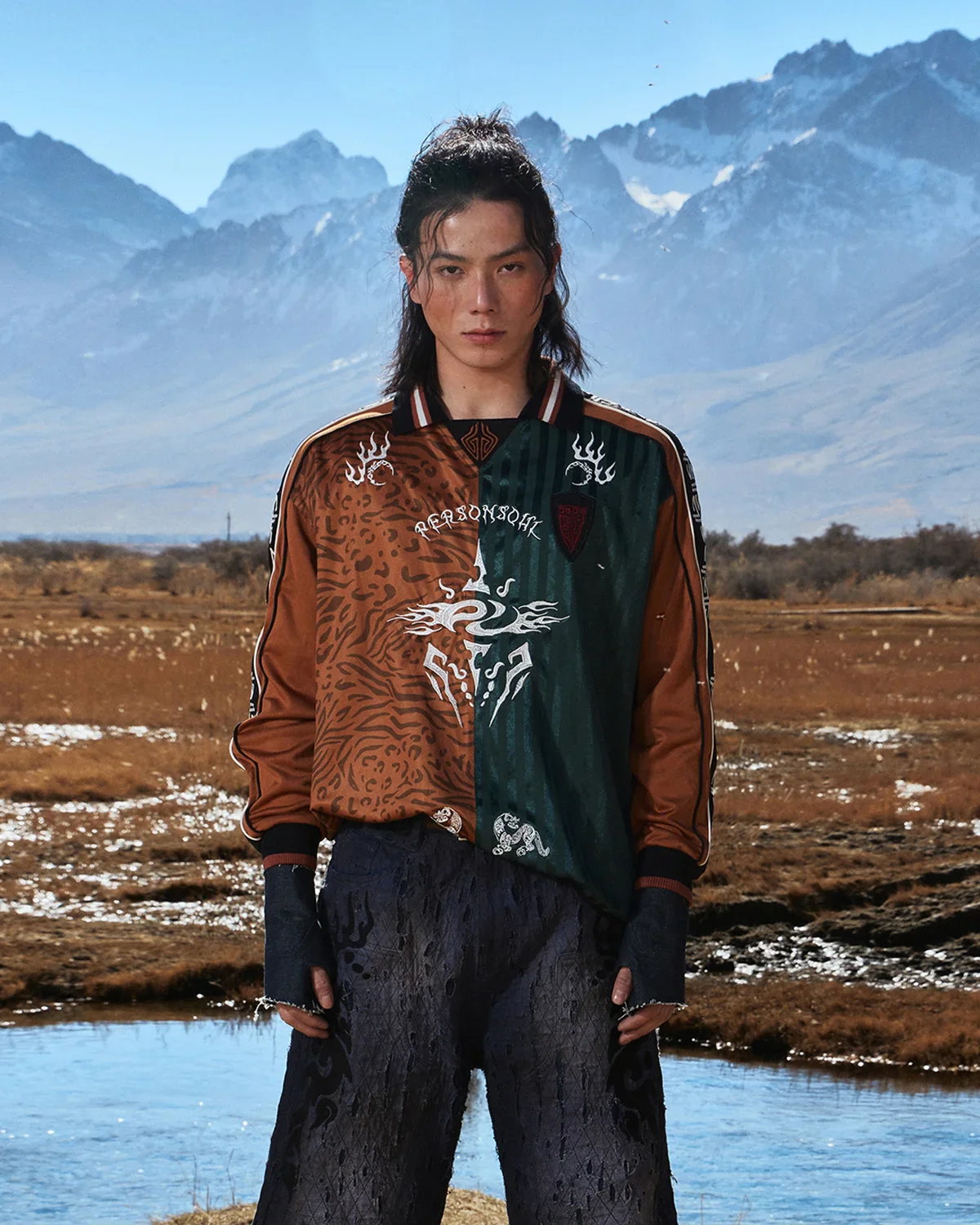 Personsoul Tribal-Animal Print Patchwork Shirt