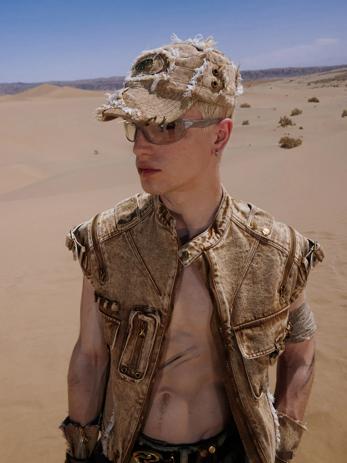 Personsoul Tactical Structure Denim Sleeveless Vest