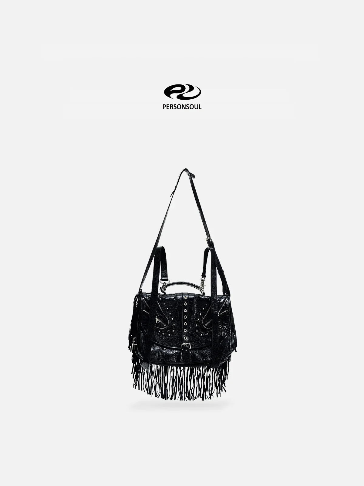 Personsoul Heavy-Duty Fringe Leather Messenger