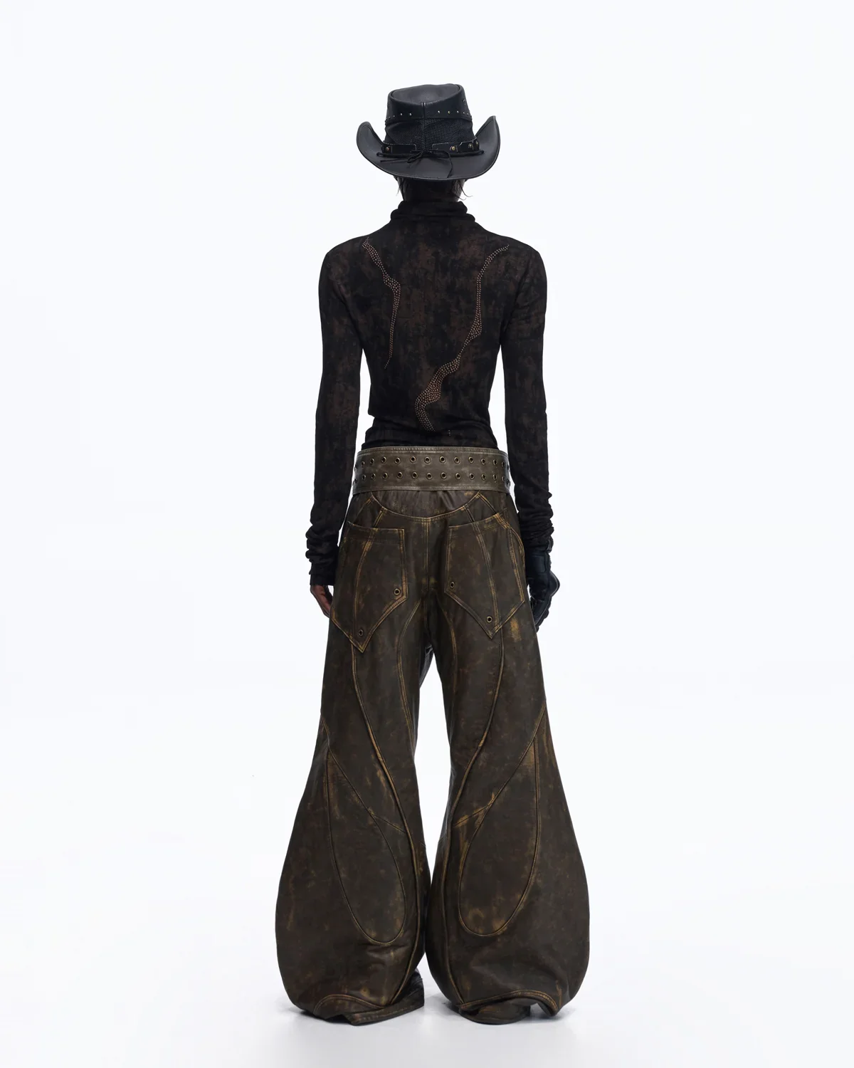 Personsoul Metallic Crystal-Lightning Long Sleeve Tee In Black