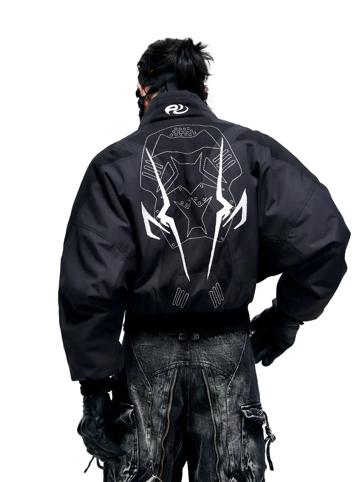 Personsoul Embroidered Cropped Down Jacket