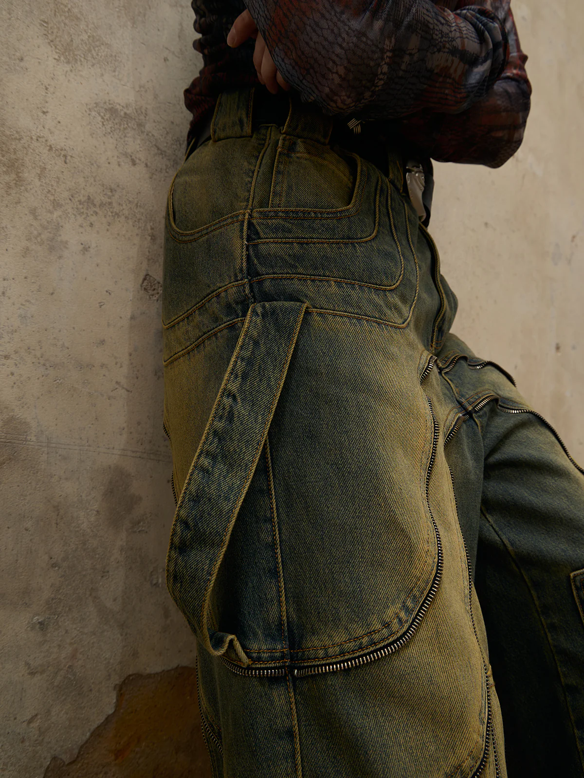 Personsoul Flower Fade Wash Denim Jeans