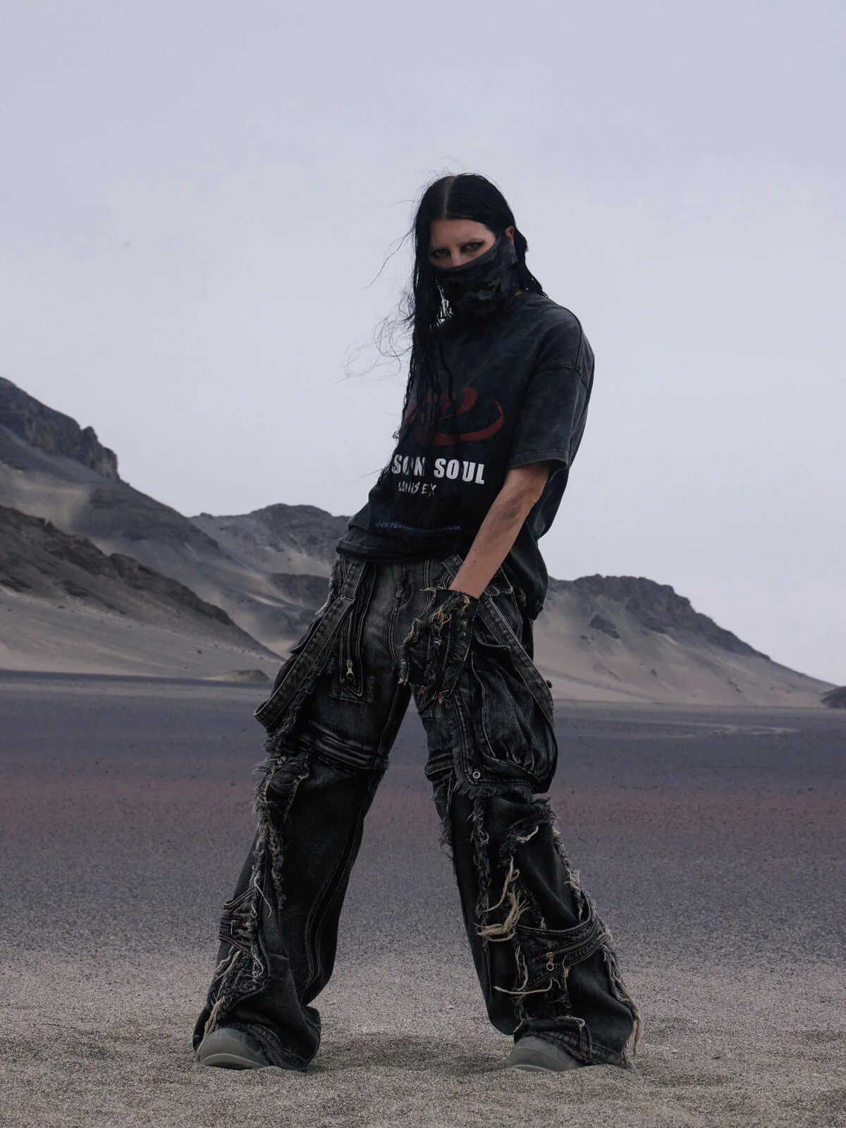 Personsoul Black Detachable Denim Overalls