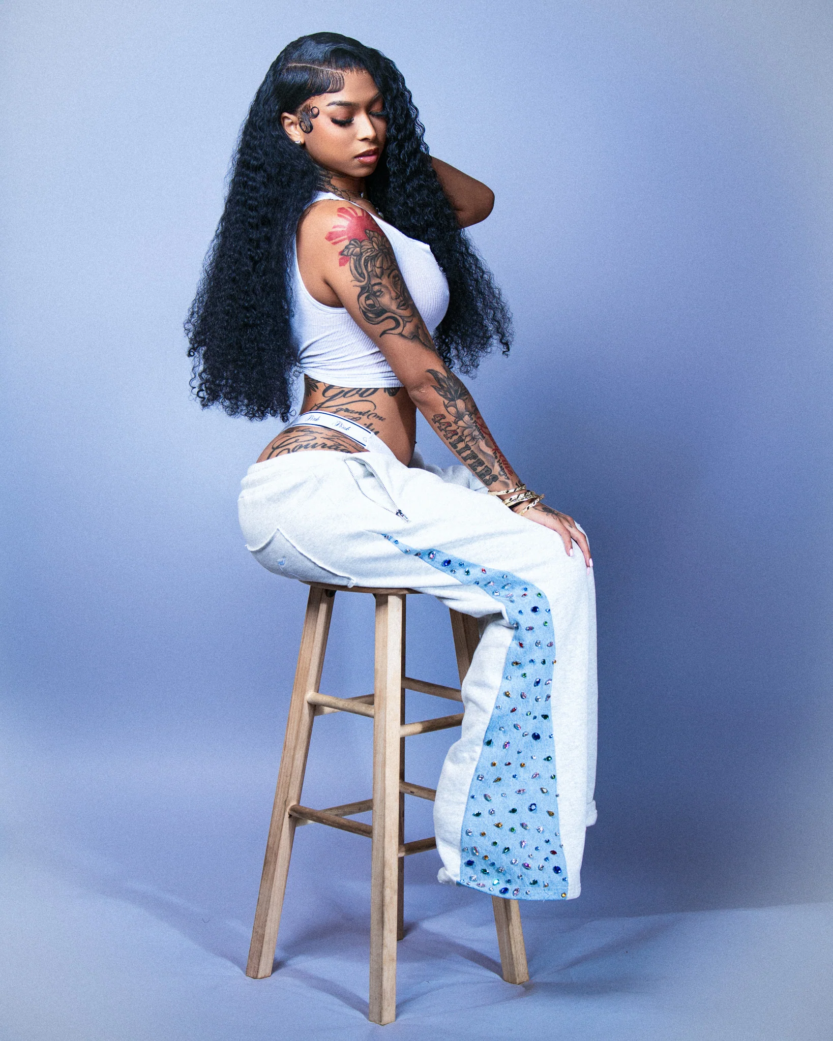 HEATHER DENIM SWEATS