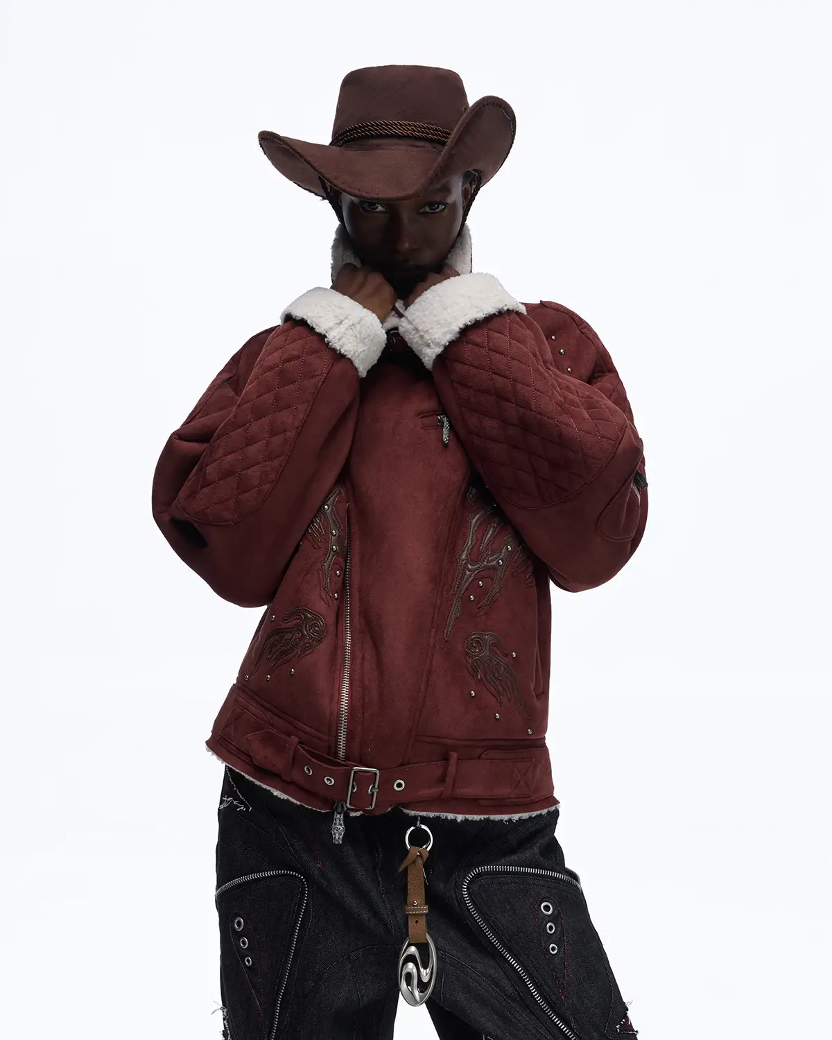 Personsoul Lightning Totem Stand Collar Jacket