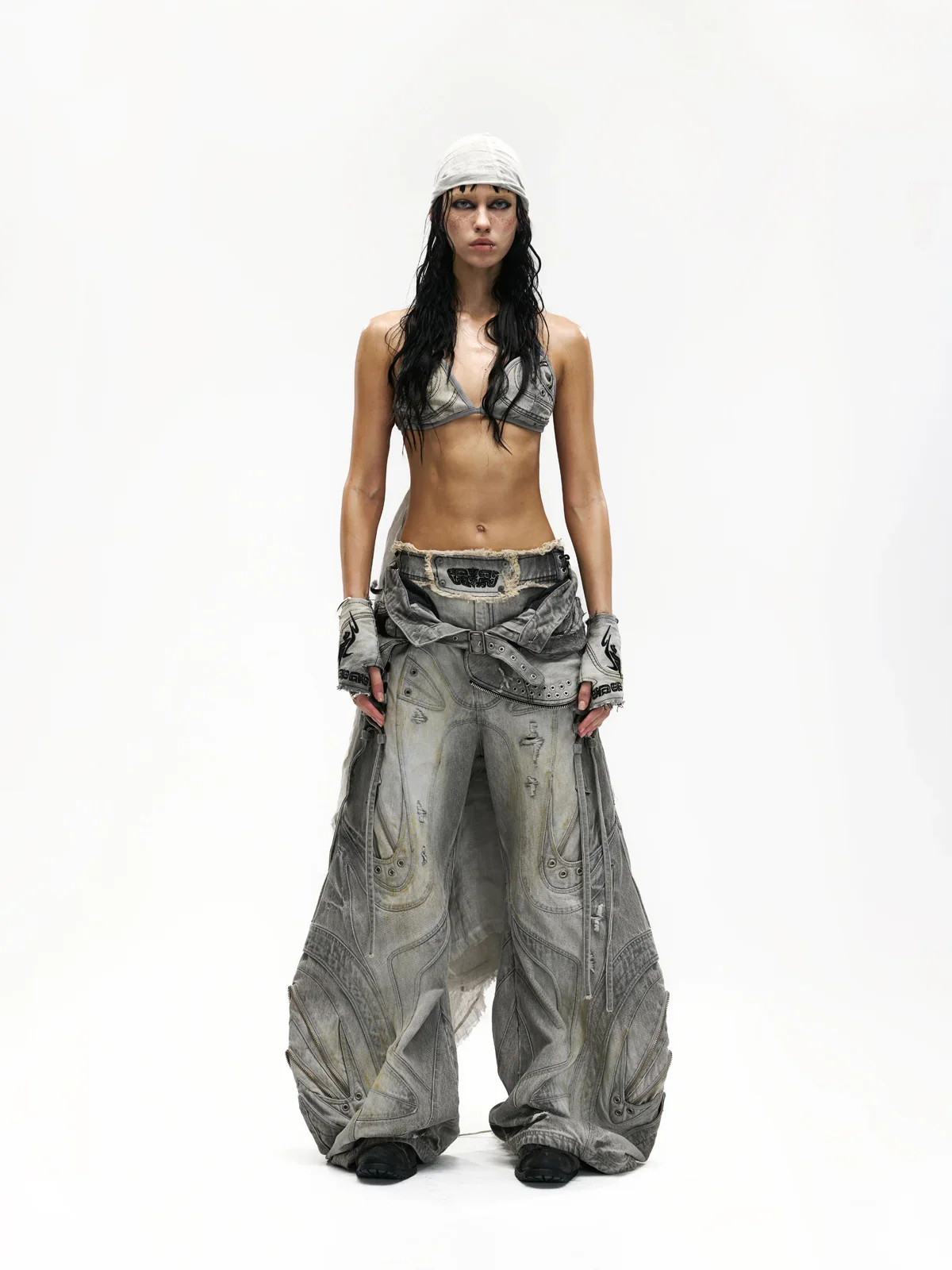 Deconstructed Exaggerated Flared Patchwork Jeans