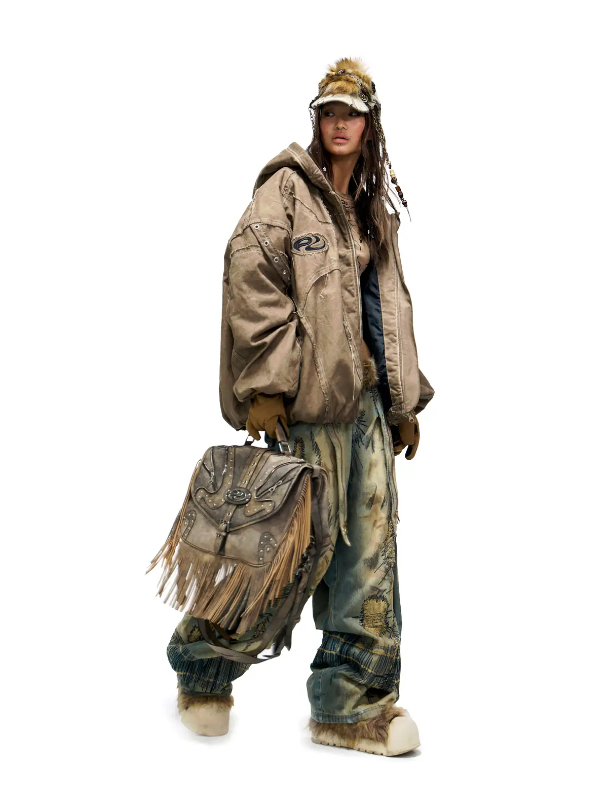 Personsoul Hand Brushed Stain Cotton Jacket