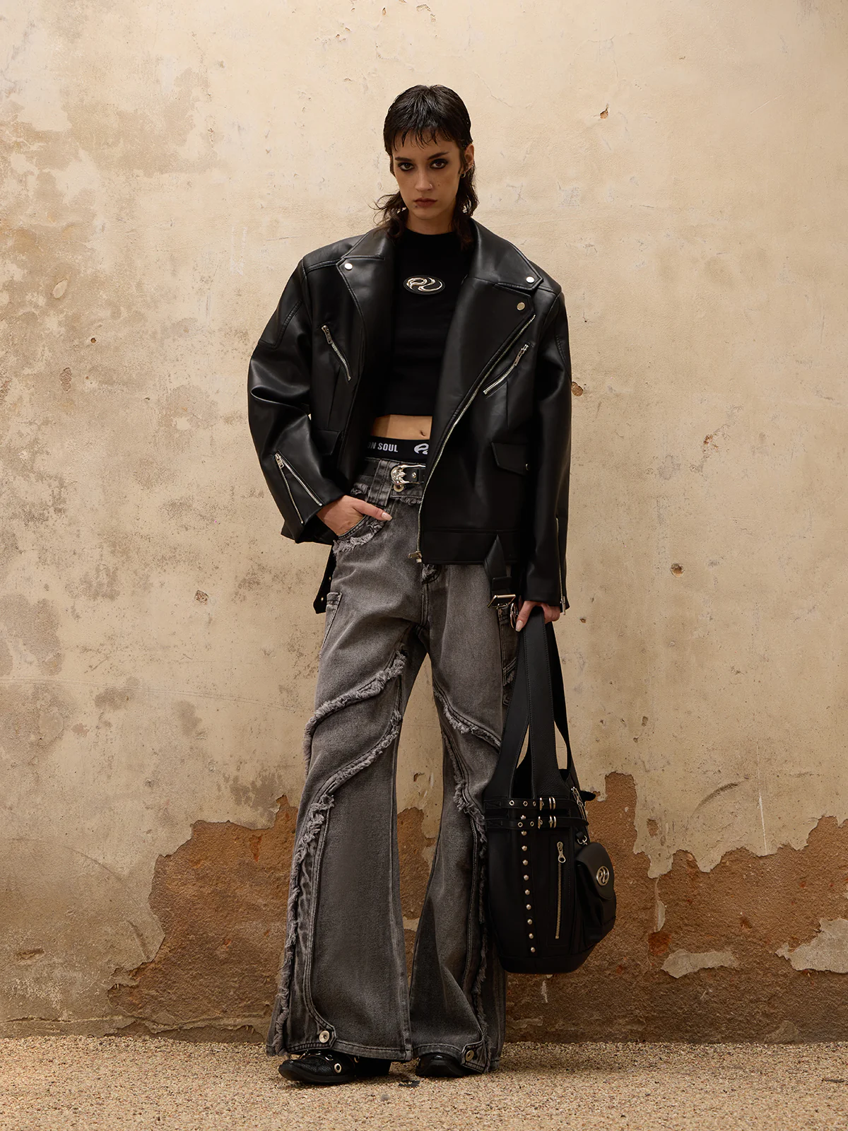 Personsoul Racing Faux-Leather Jacket