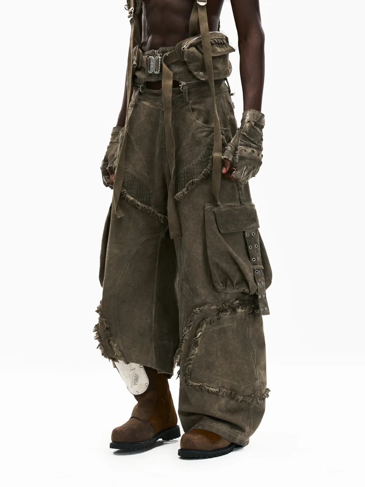 Personsoul Detachable Tactical Distressed Cargo Pants