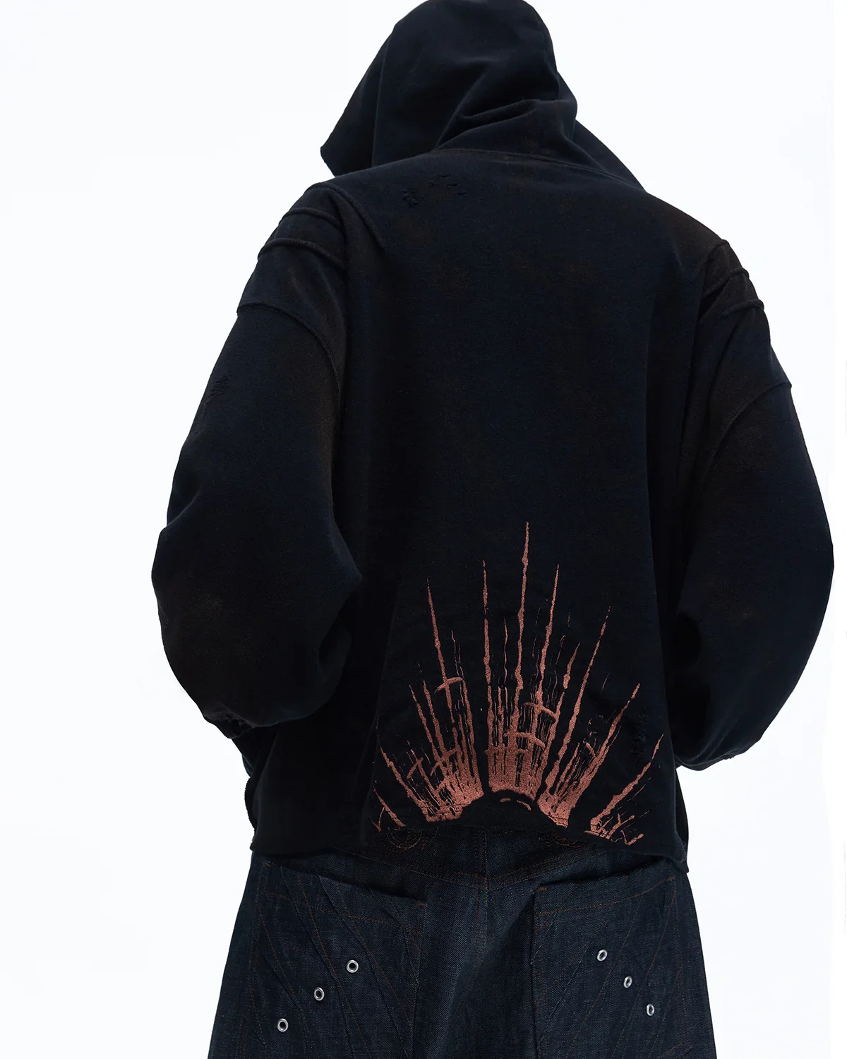 Personsoul Rhinestone Embroidered Hoodie In Black