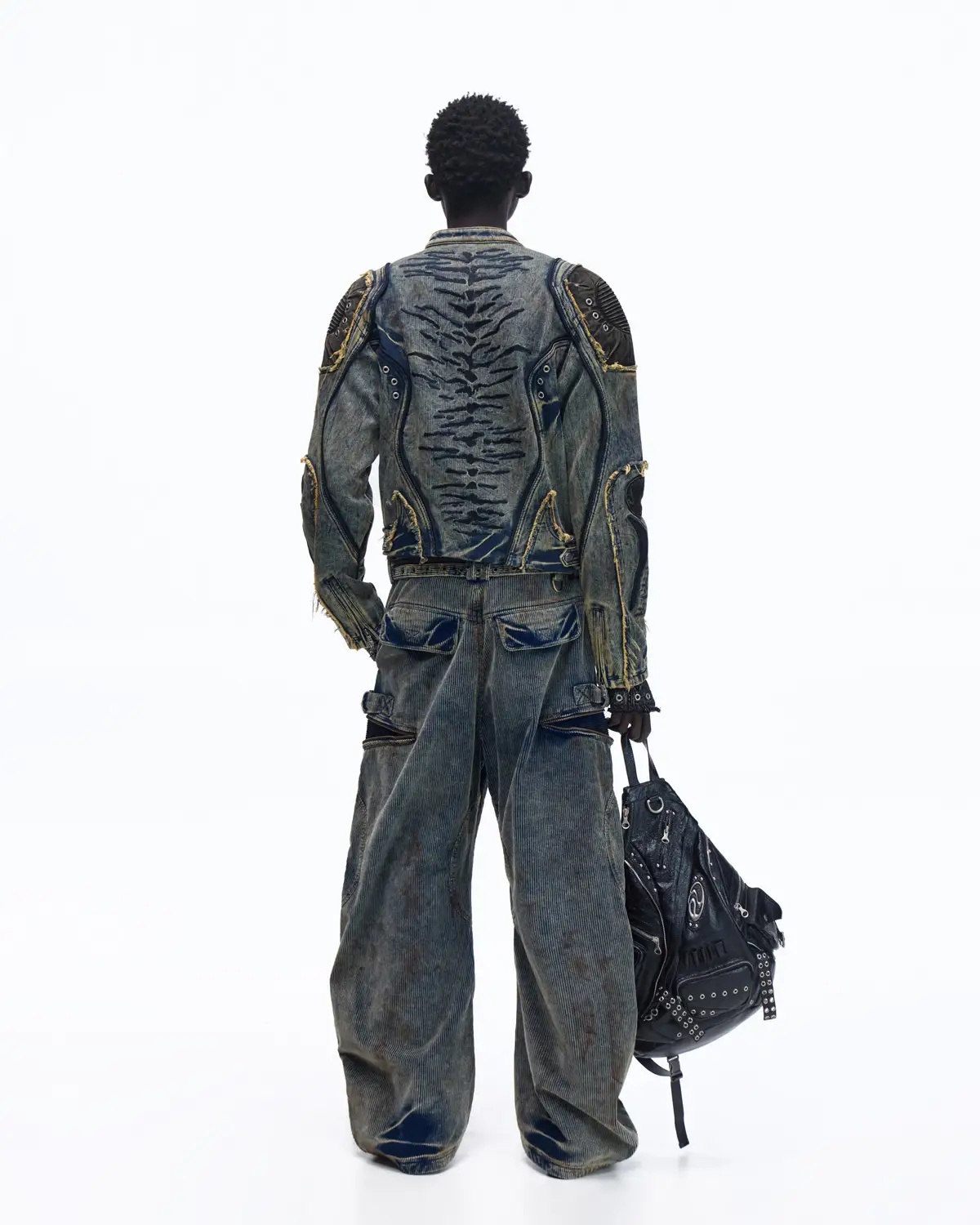 Personsoul Tiger Print Racing Denim Jacket