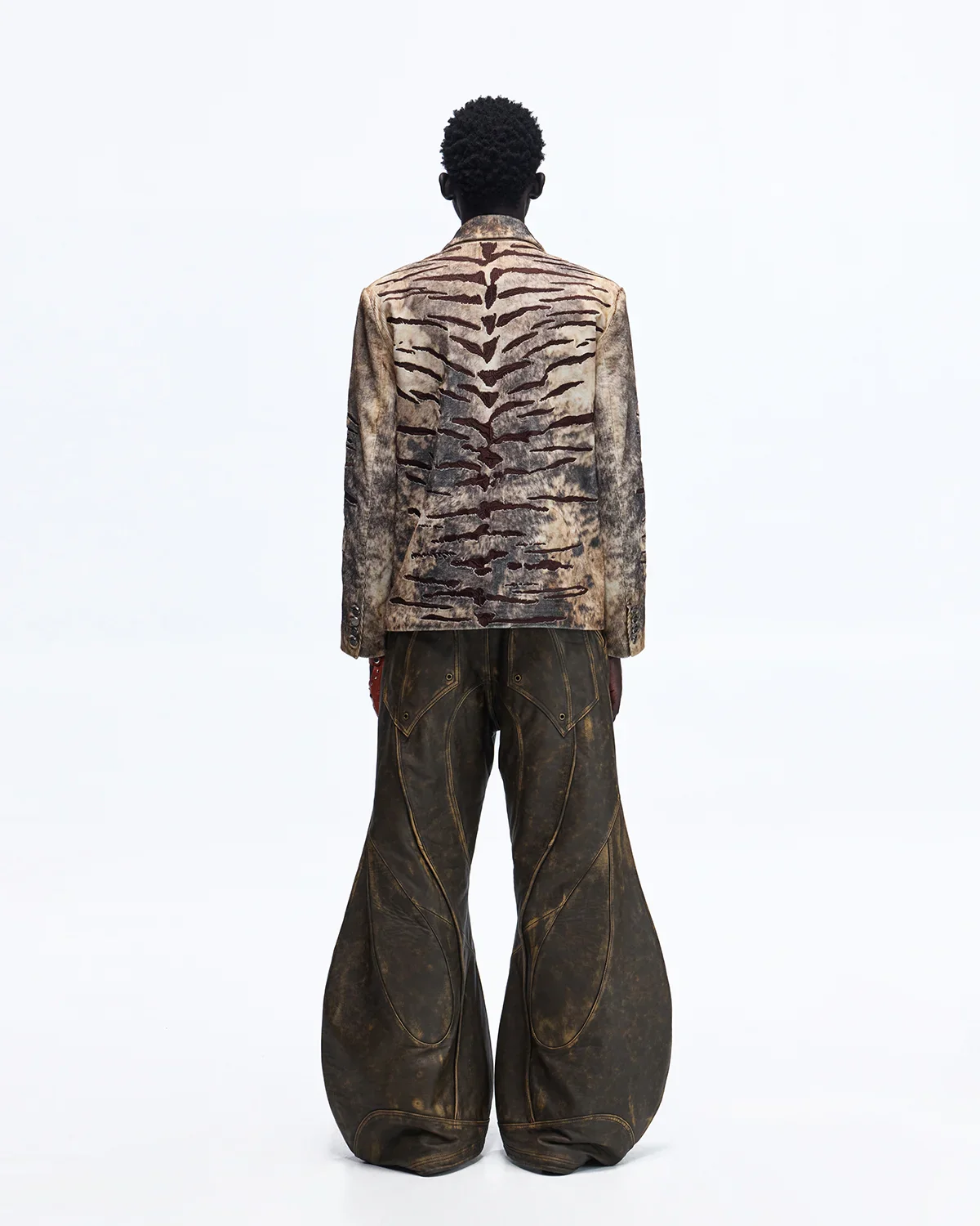 Personsoul Corduroy Tiger Print Blazer