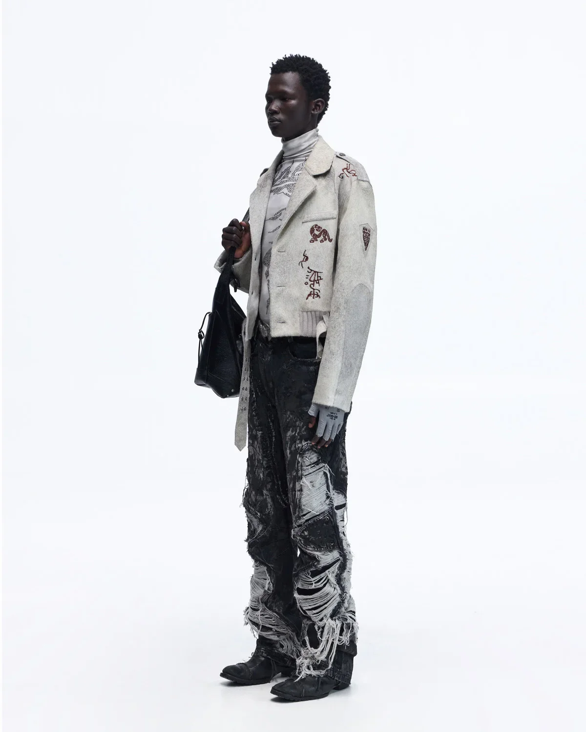 Personsoul Horse-Embroidered Leather Notch Collar Blazer(Limited 100 pieces)