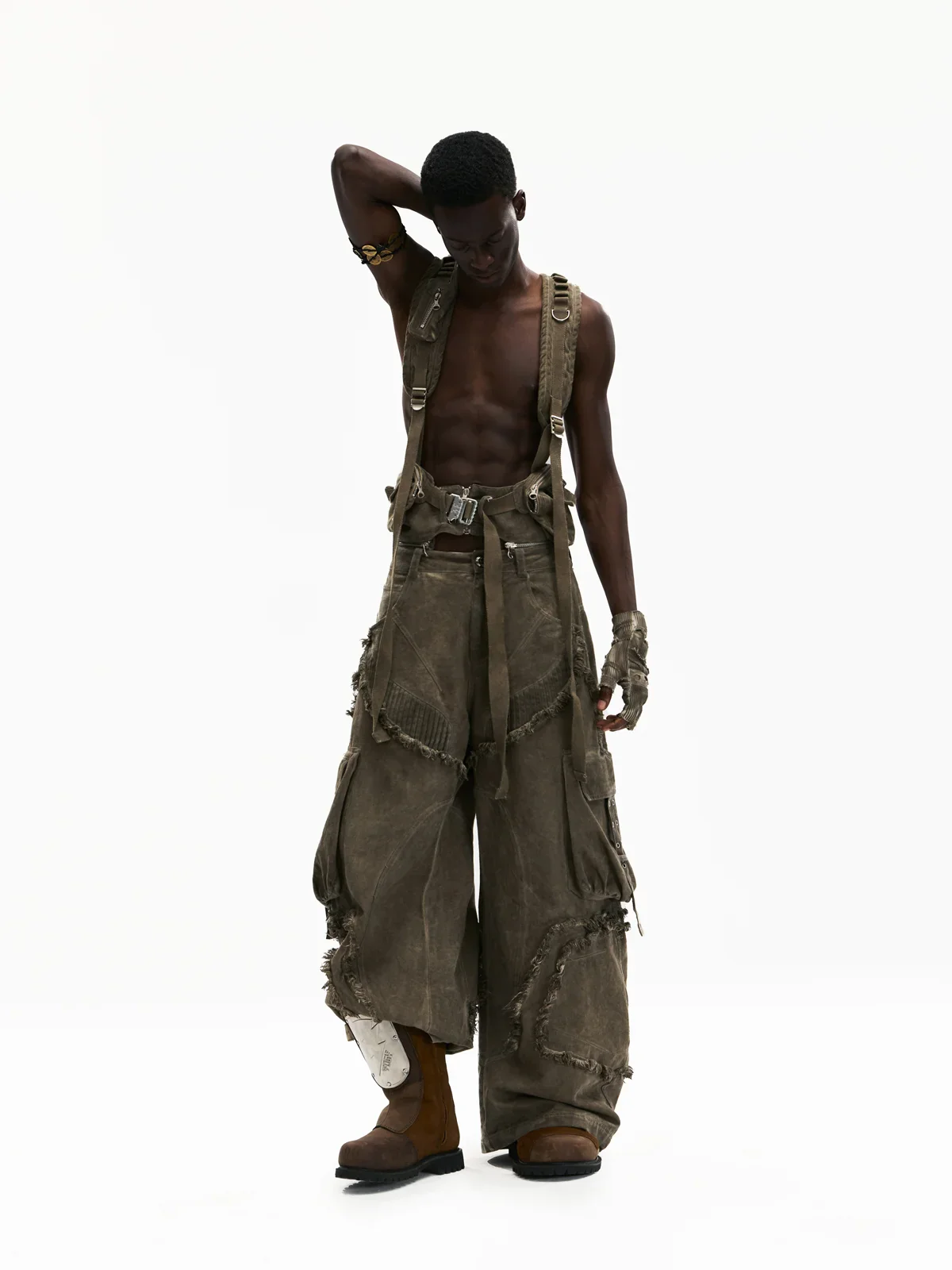 Personsoul Detachable Tactical Distressed Cargo Pants