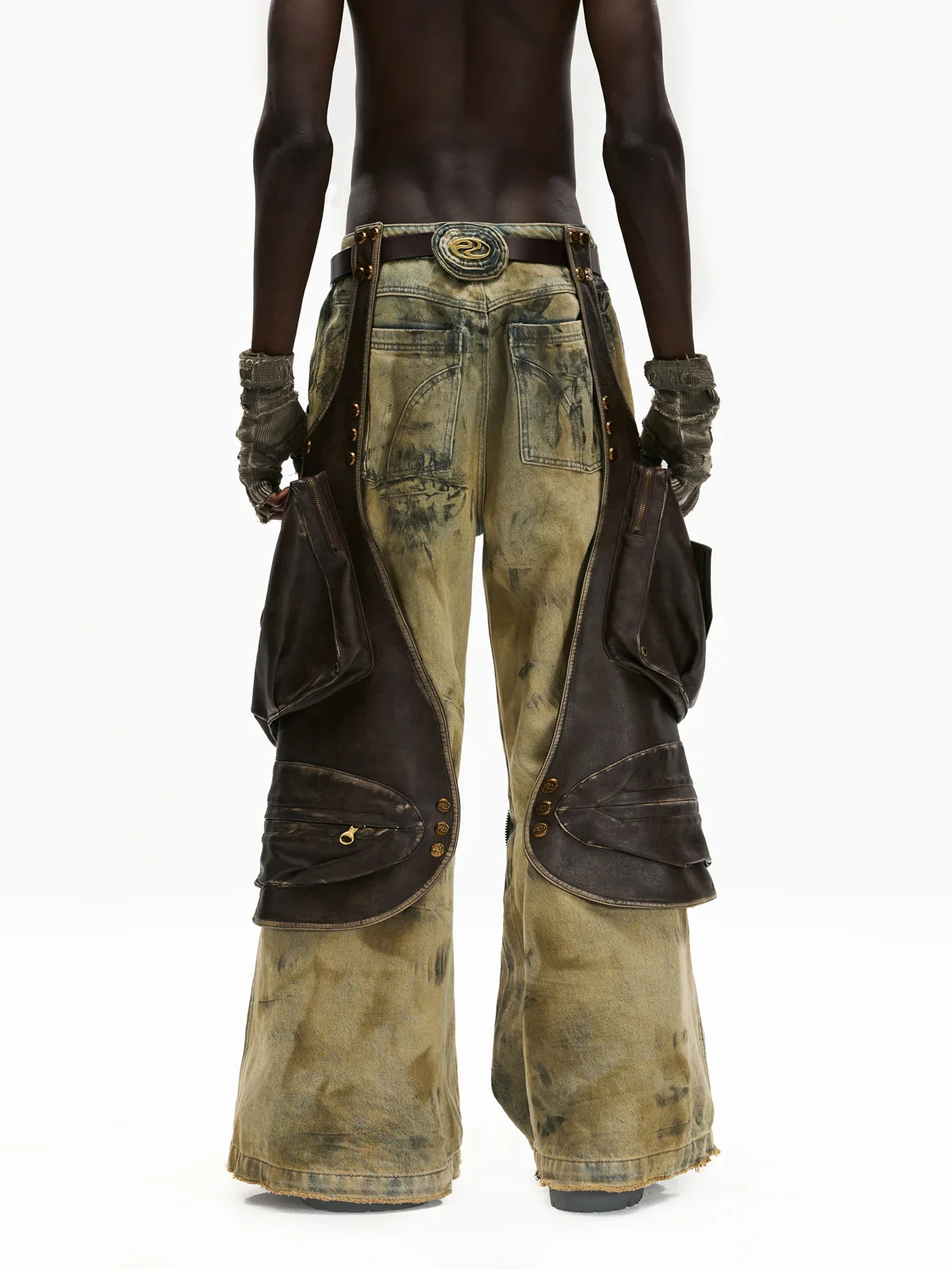 Personsoul Western Dunes Leather Panel Jeans