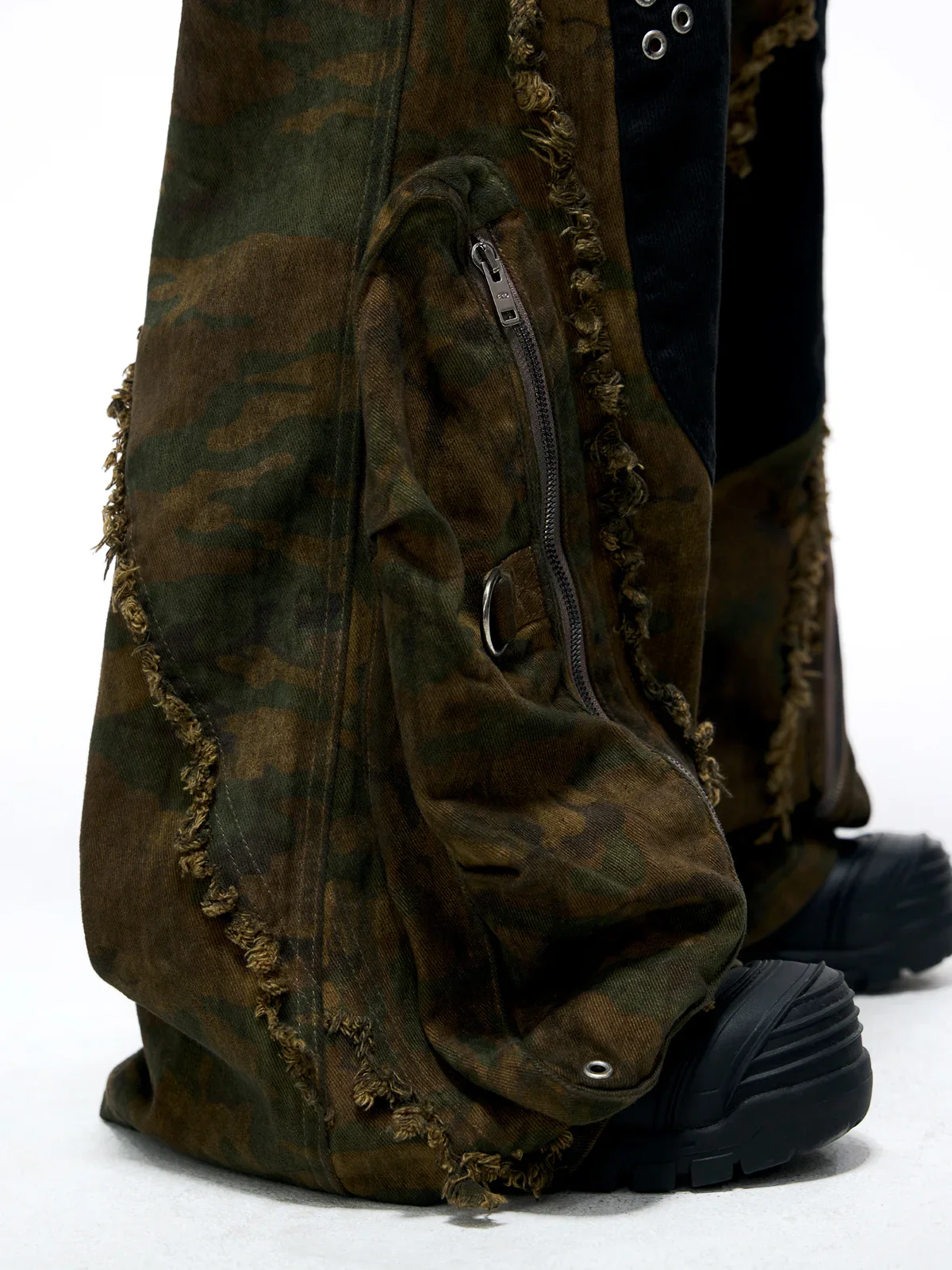 Personsoul Camo Patchwork Bootcut Jeans