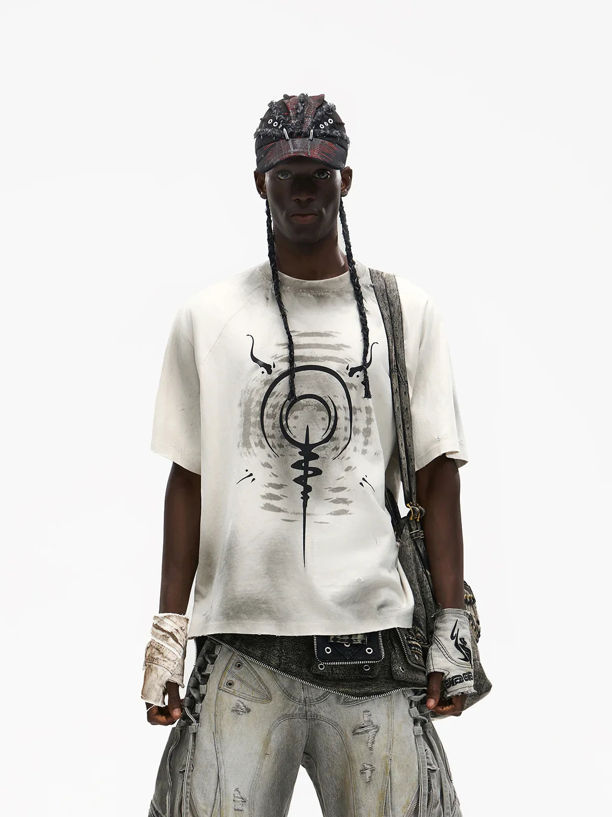 Swirl & Beast Print Loose Raglan Tee