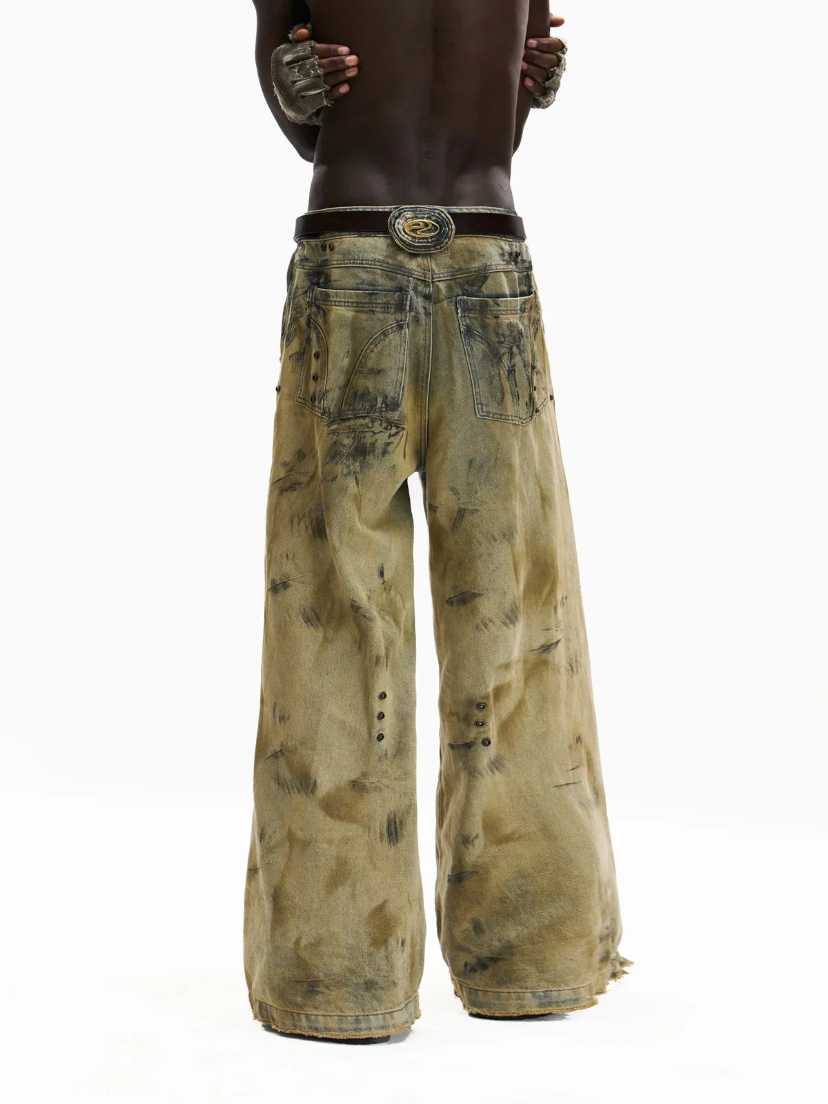 Personsoul Western Dunes Leather Panel Jeans