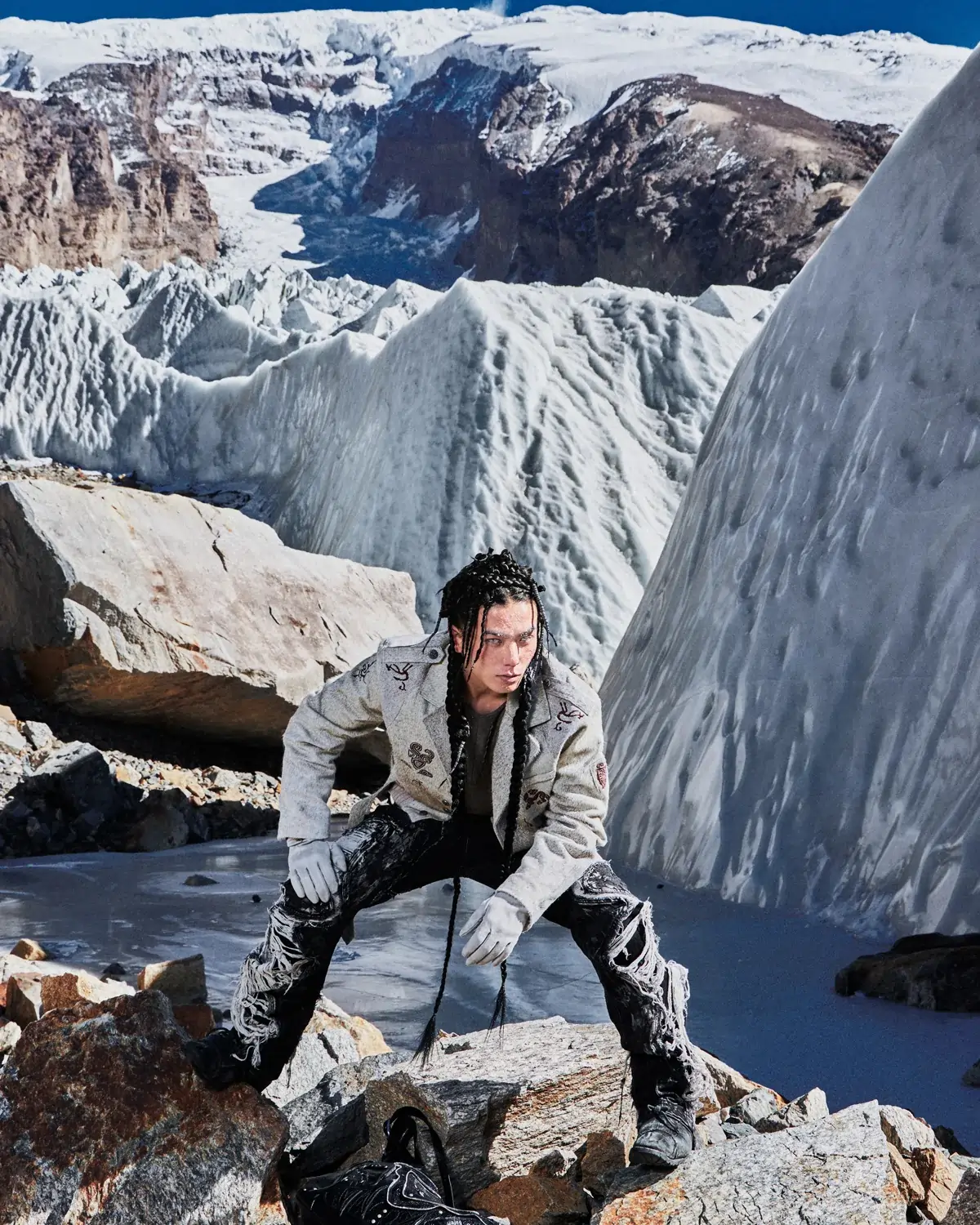 Personsoul Horse-Embroidered Leather Notch Collar Blazer(Limited 100 pieces)