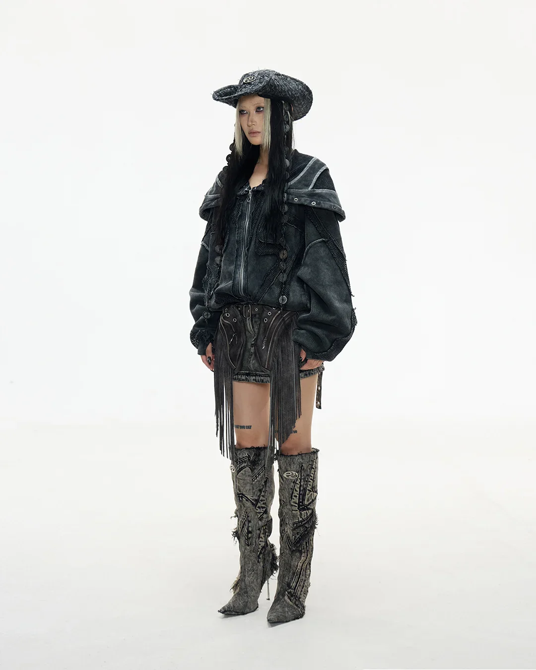 Personsoul Sand Dirty Dye Zip-Up Hoodie