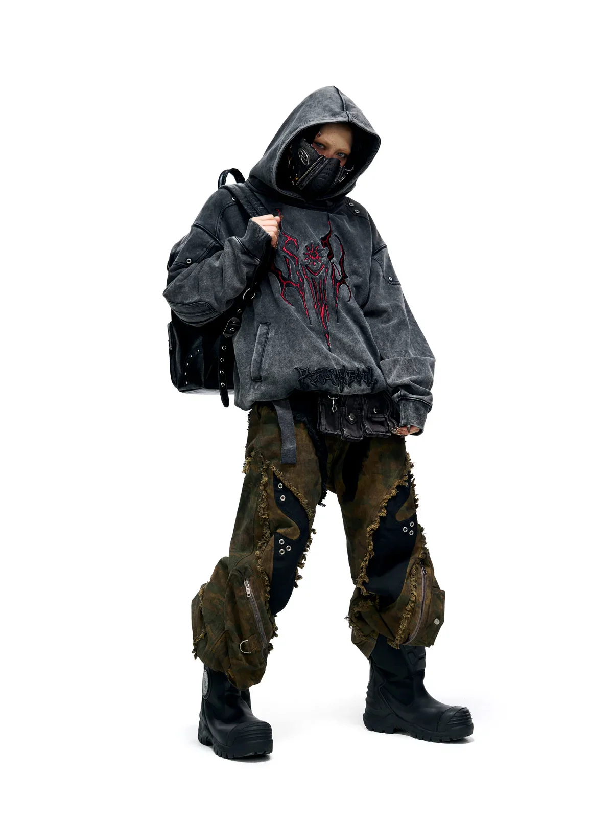 Personsoul Camo Patchwork Bootcut Jeans