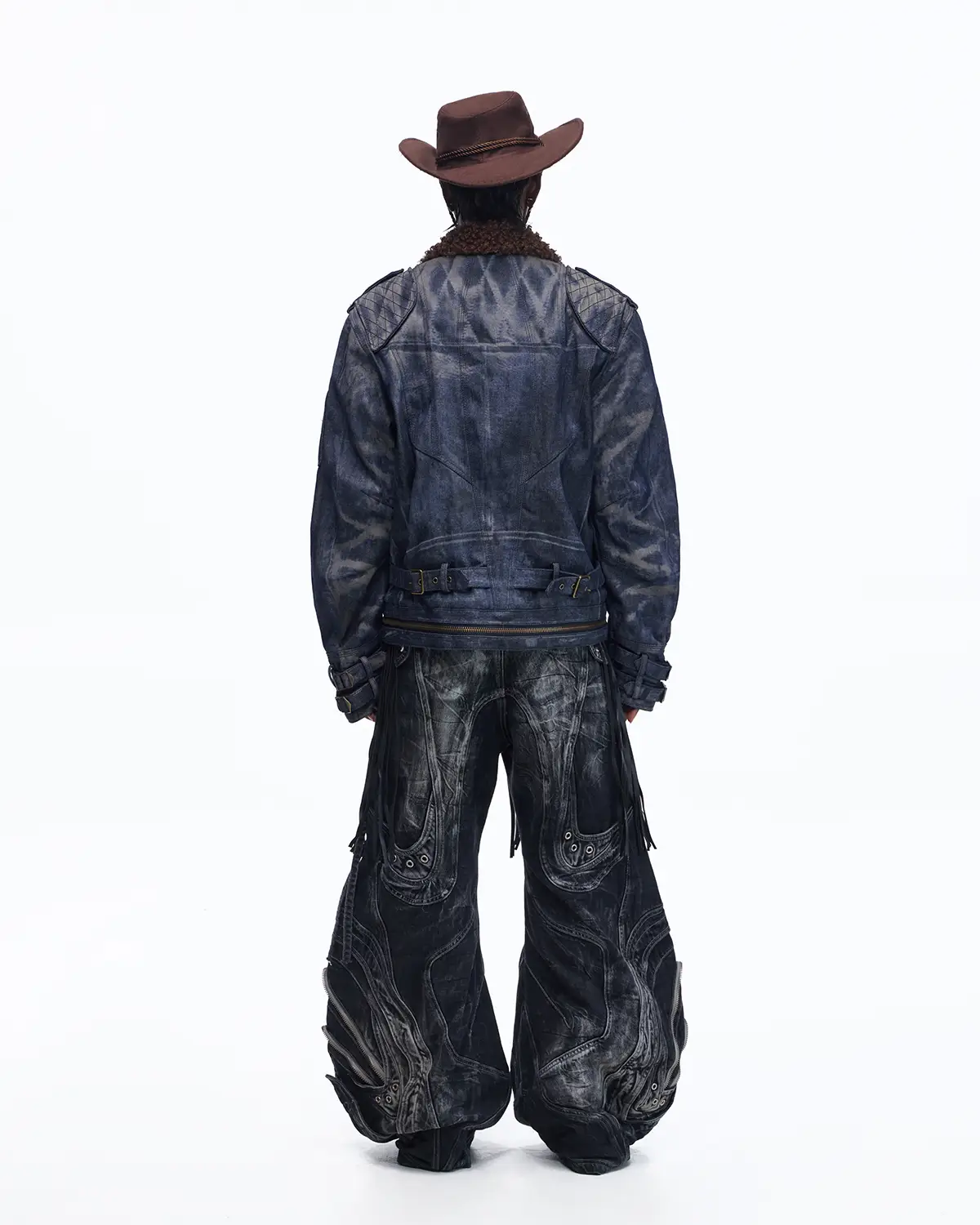 Personsoul Sherpa Lined Raw Denim Jacket