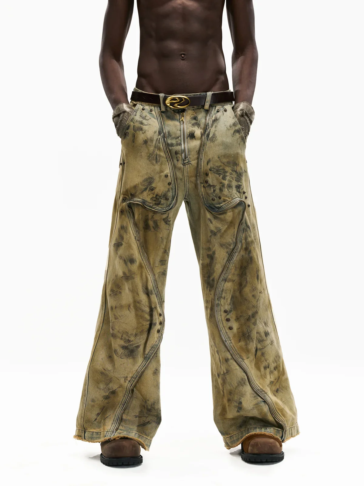 Personsoul Western Dunes Leather Panel Jeans