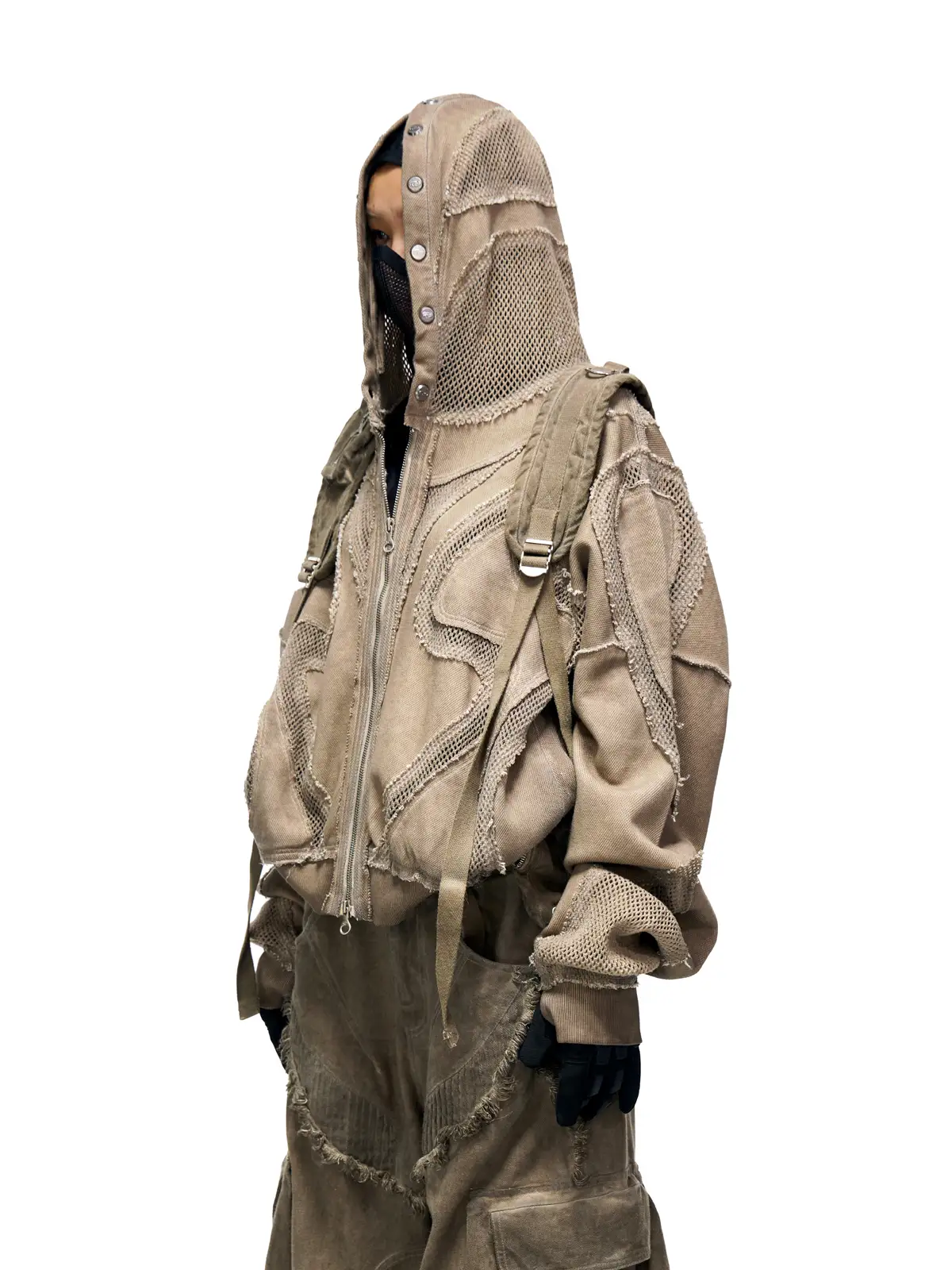 Personsoul Sand Dirty Dye Zip-Up Hoodie