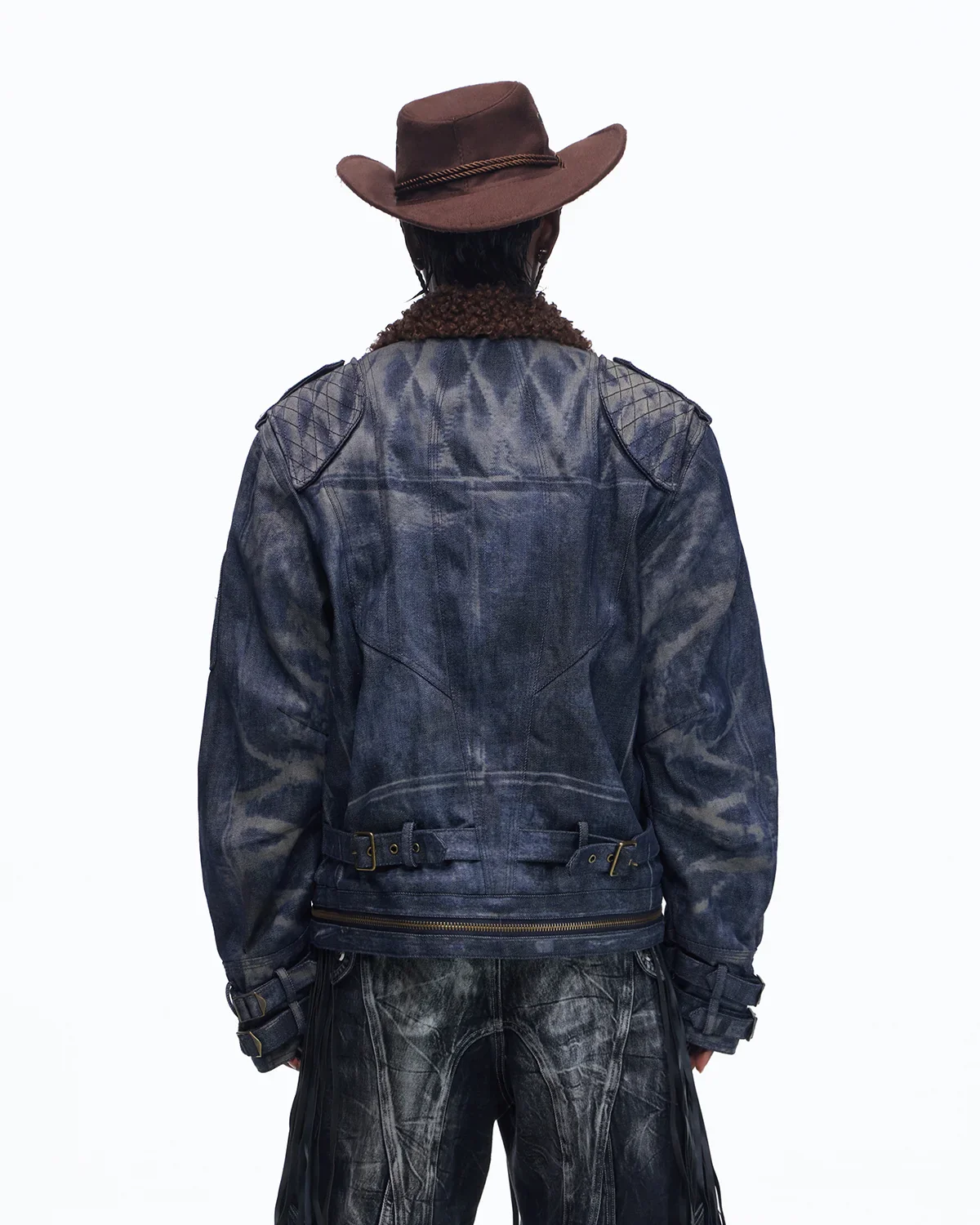 Personsoul Sherpa Lined Raw Denim Jacket