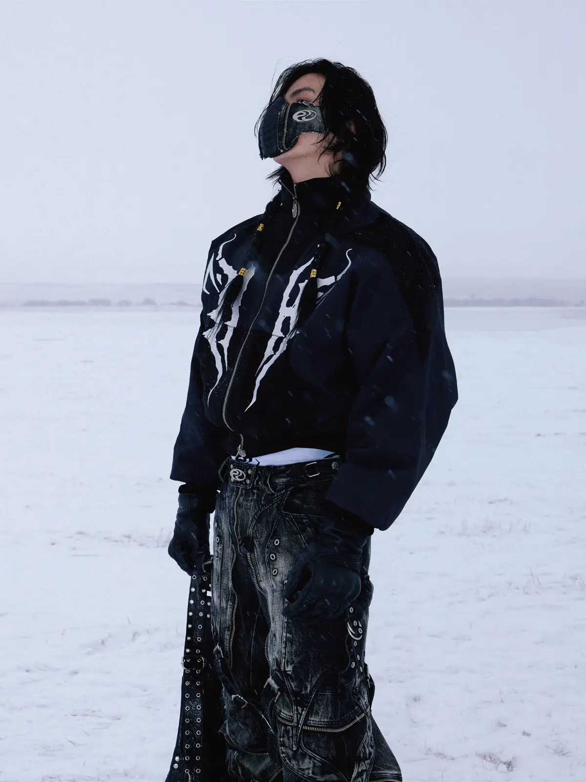 Personsoul Embroidered Cropped Down Jacket