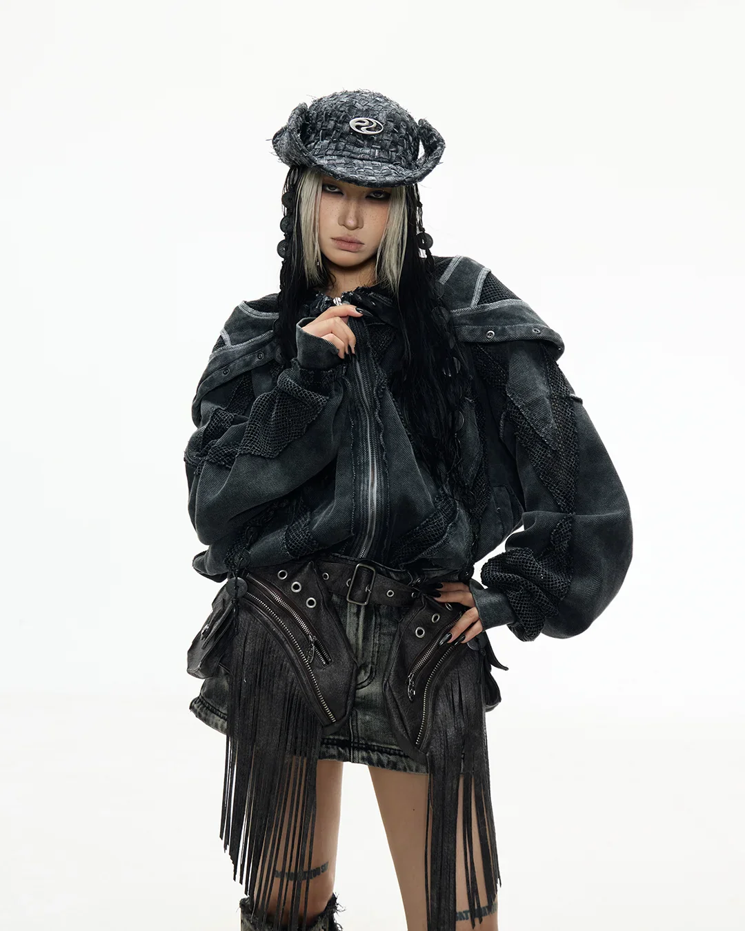 Personsoul Sand Dirty Dye Zip-Up Hoodie